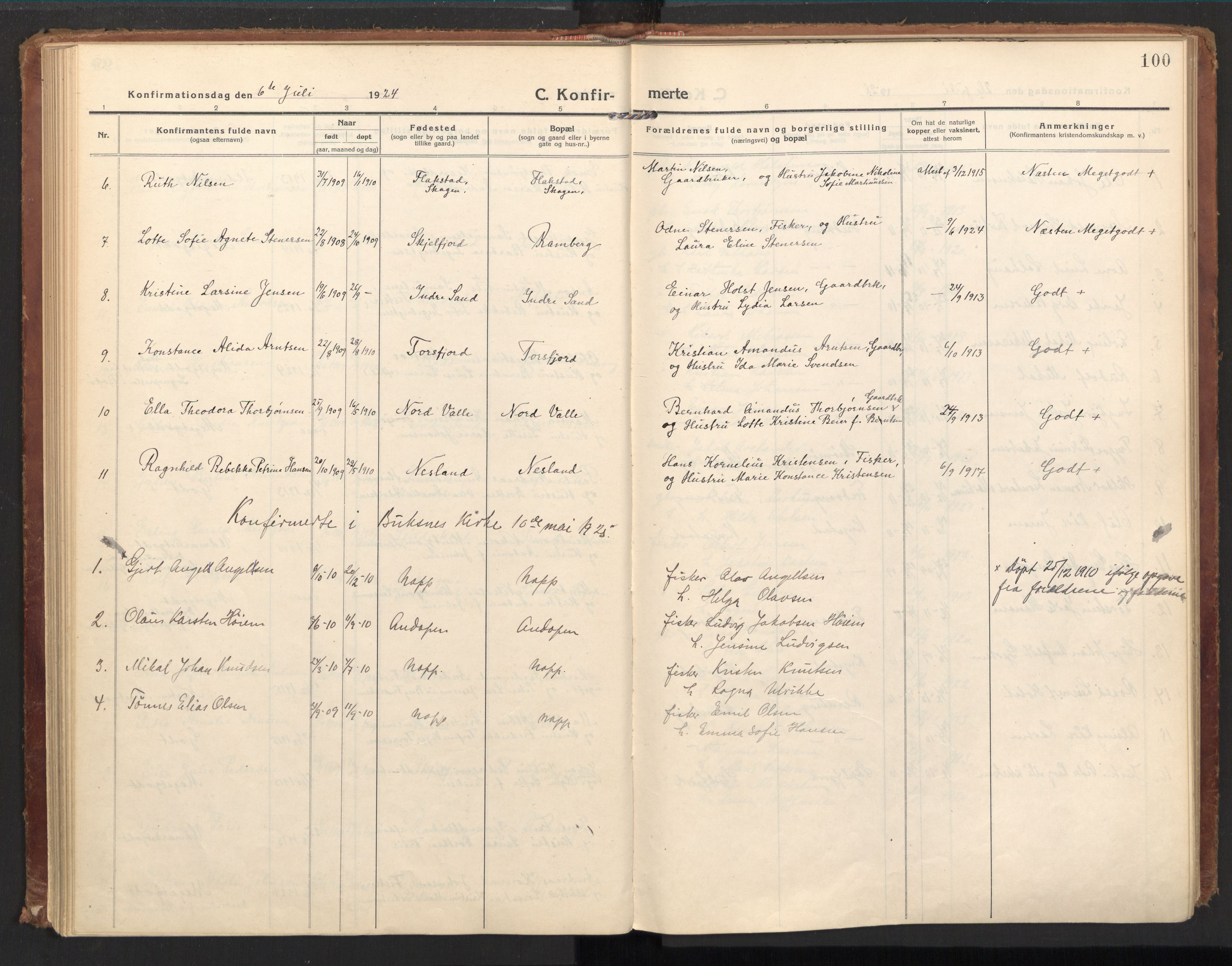 Ministerialprotokoller, klokkerbøker og fødselsregistre - Nordland, SAT/A-1459/885/L1210: Parish register (official) no. 885A10, 1916-1926, p. 100
