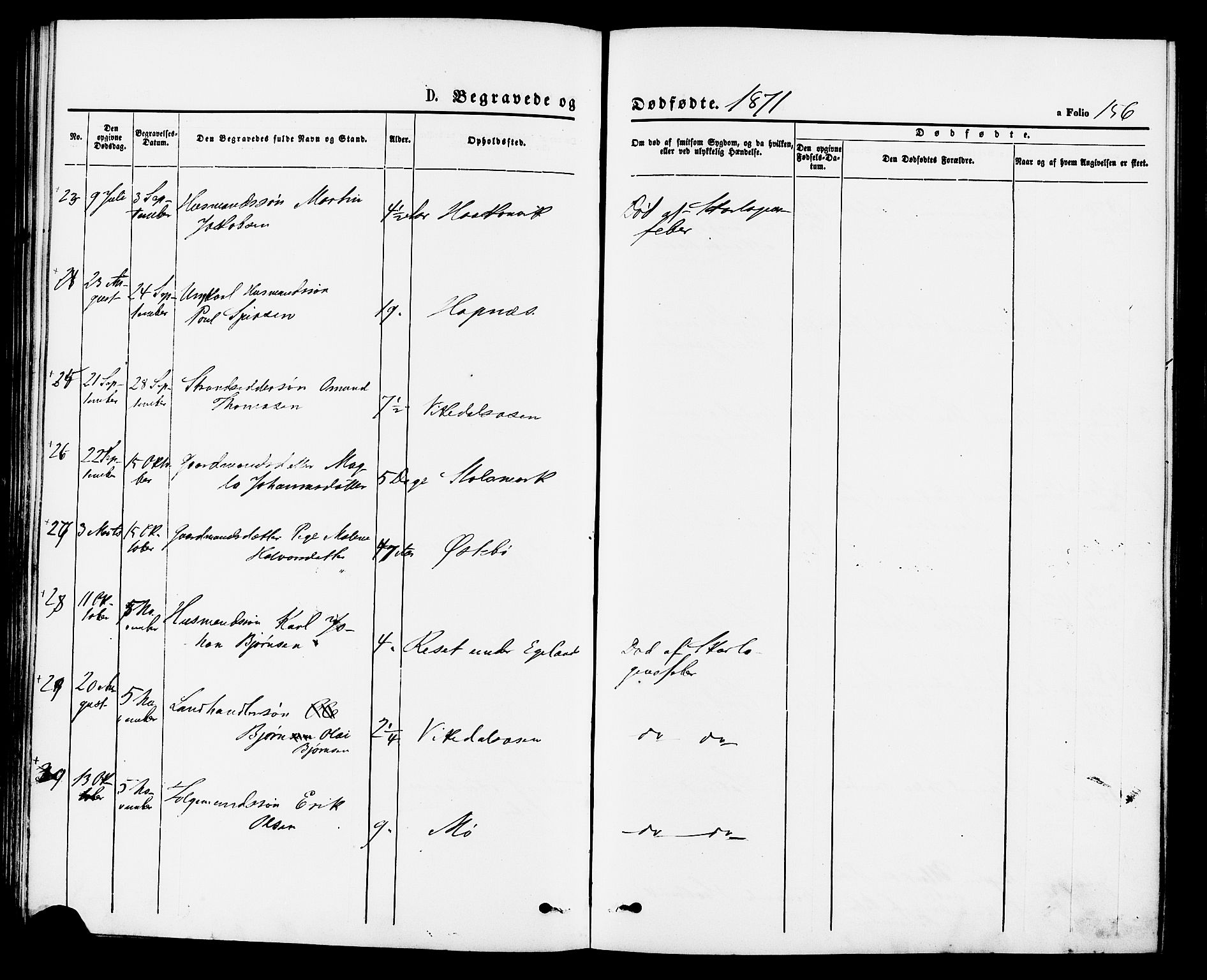 Vikedal sokneprestkontor, AV/SAST-A-101840/01/IV: Parish register (official) no. A 7, 1868-1883, p. 156