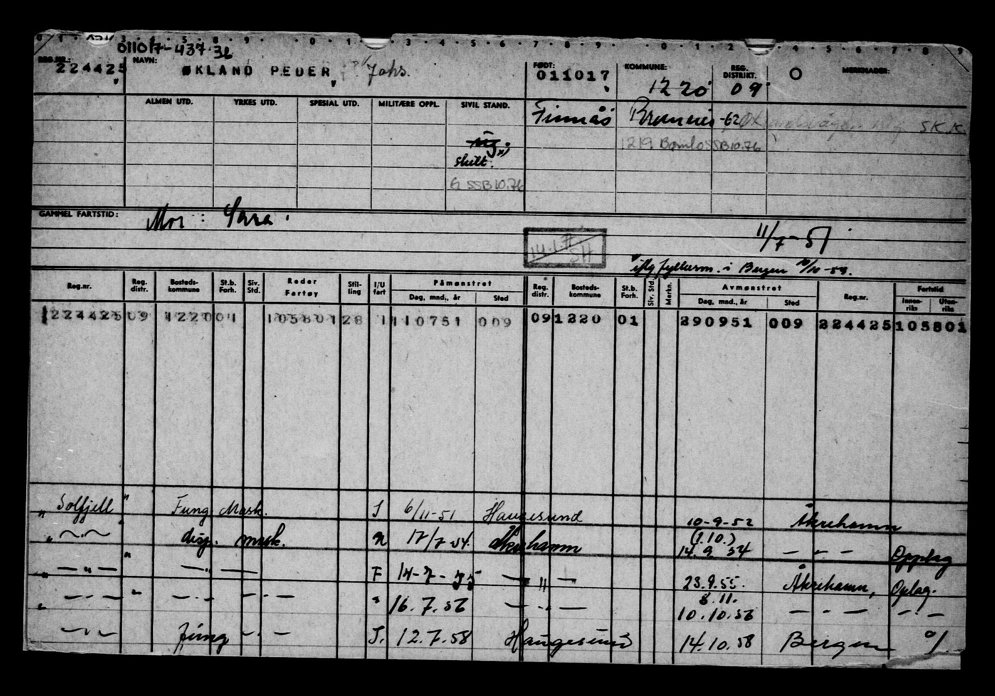 Direktoratet for sjømenn, AV/RA-S-3545/G/Gb/L0152: Hovedkort, 1917, p. 255