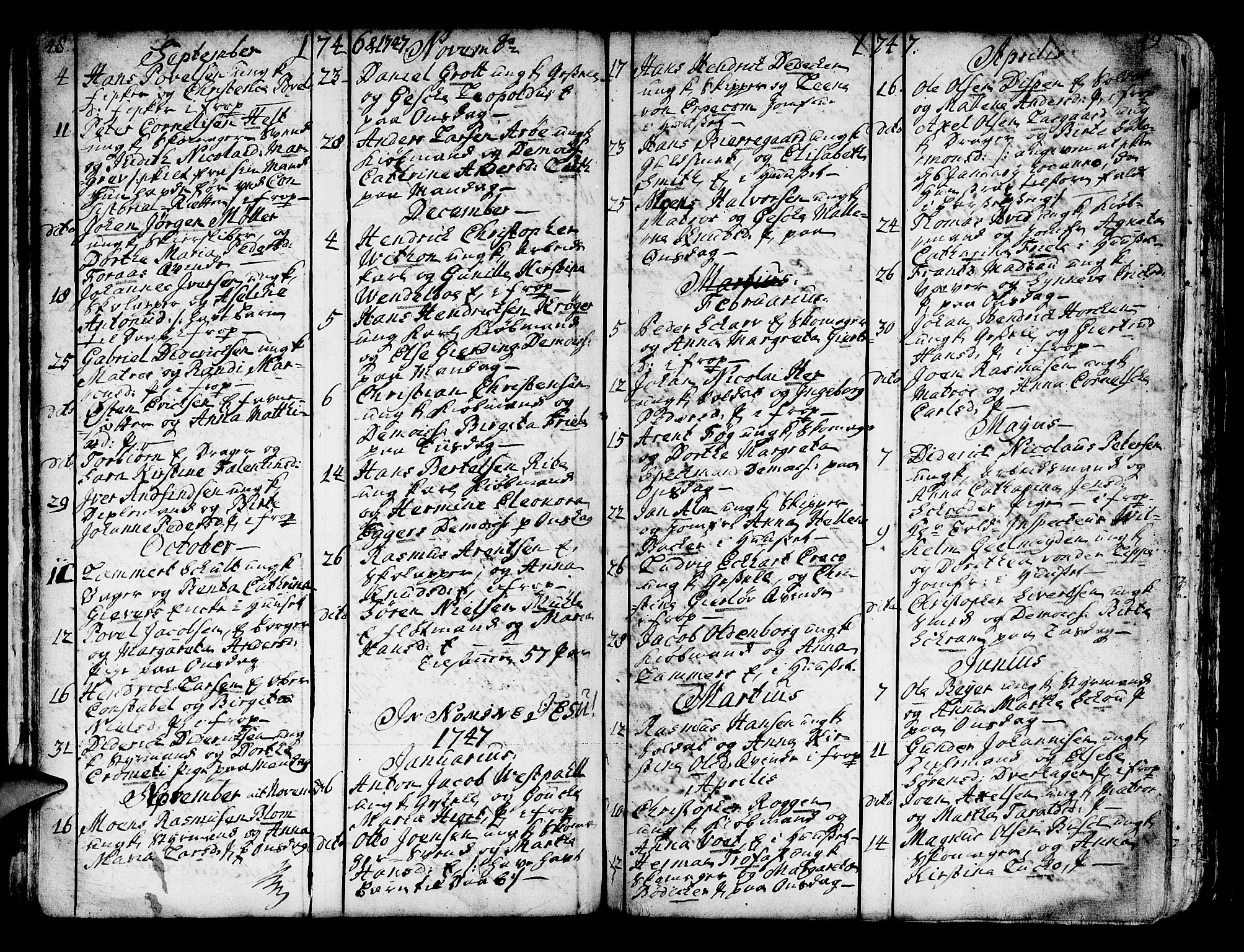 Domkirken sokneprestembete, AV/SAB-A-74801/H/Haa/L0007: Parish register (official) no. A 7, 1725-1826, p. 48-49