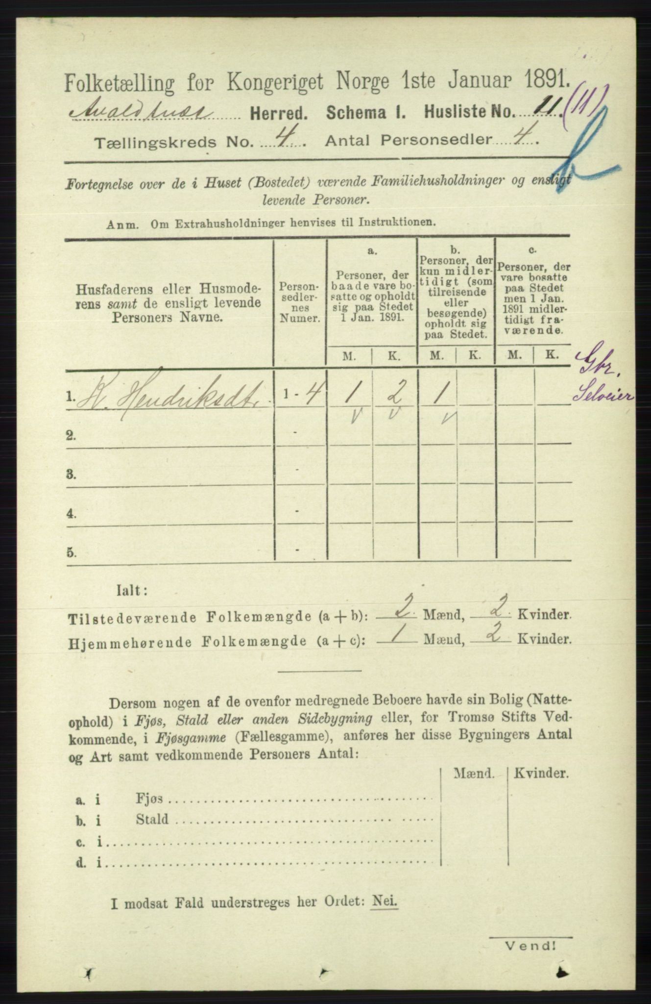 RA, 1891 census for 1147 Avaldsnes, 1891, p. 2796