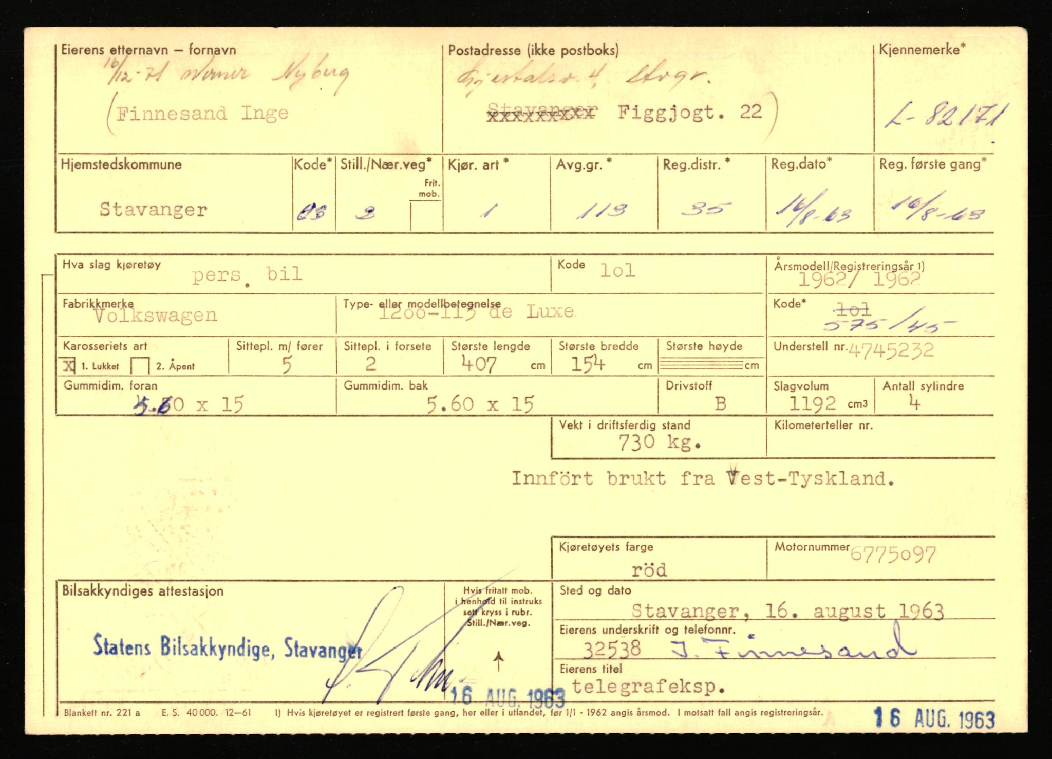 Stavanger trafikkstasjon, AV/SAST-A-101942/0/F/L0071: L-80500 - L-82199, 1930-1971, p. 2709