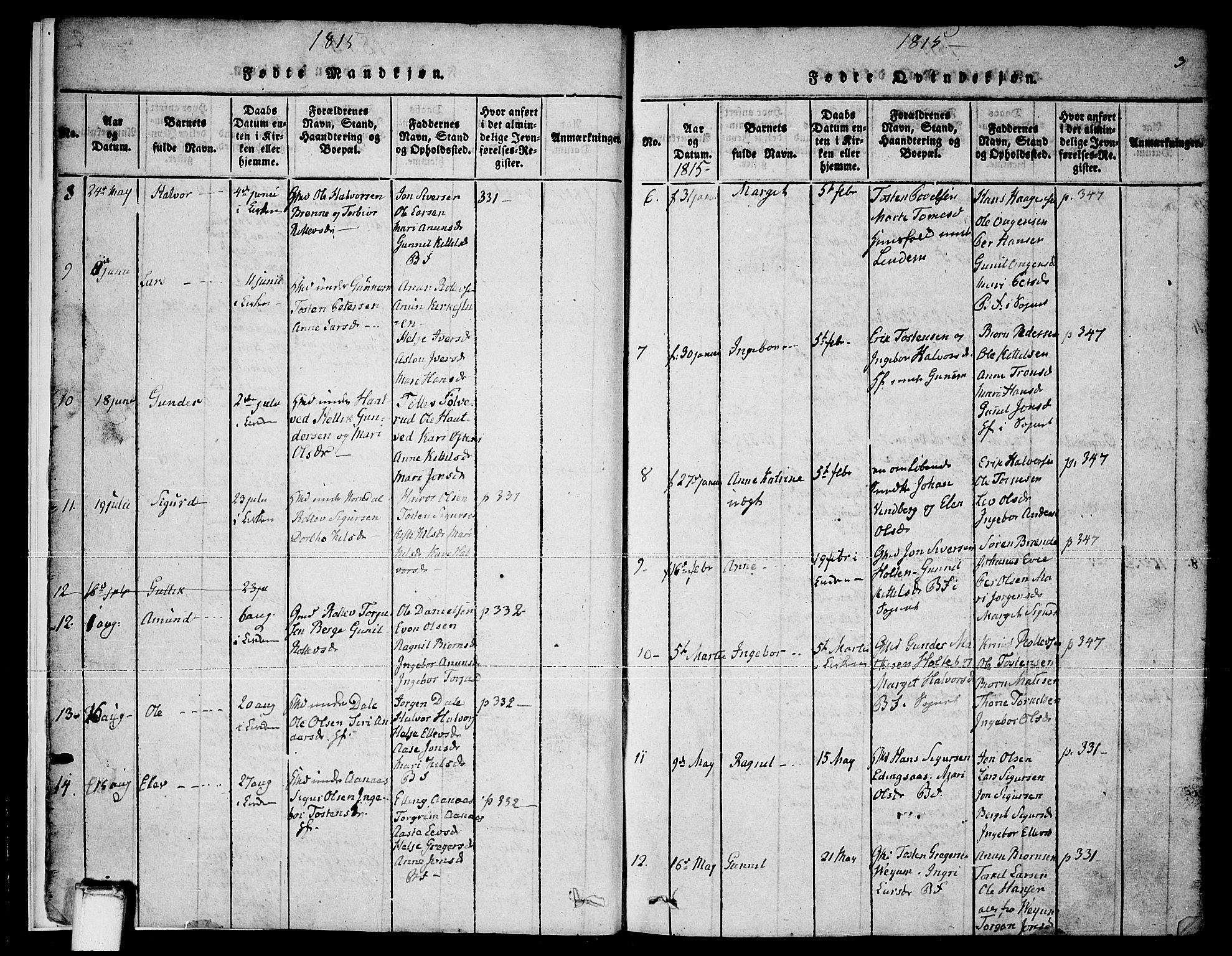 Sauherad kirkebøker, AV/SAKO-A-298/F/Fa/L0005: Parish register (official) no. I 5, 1815-1829, p. 3