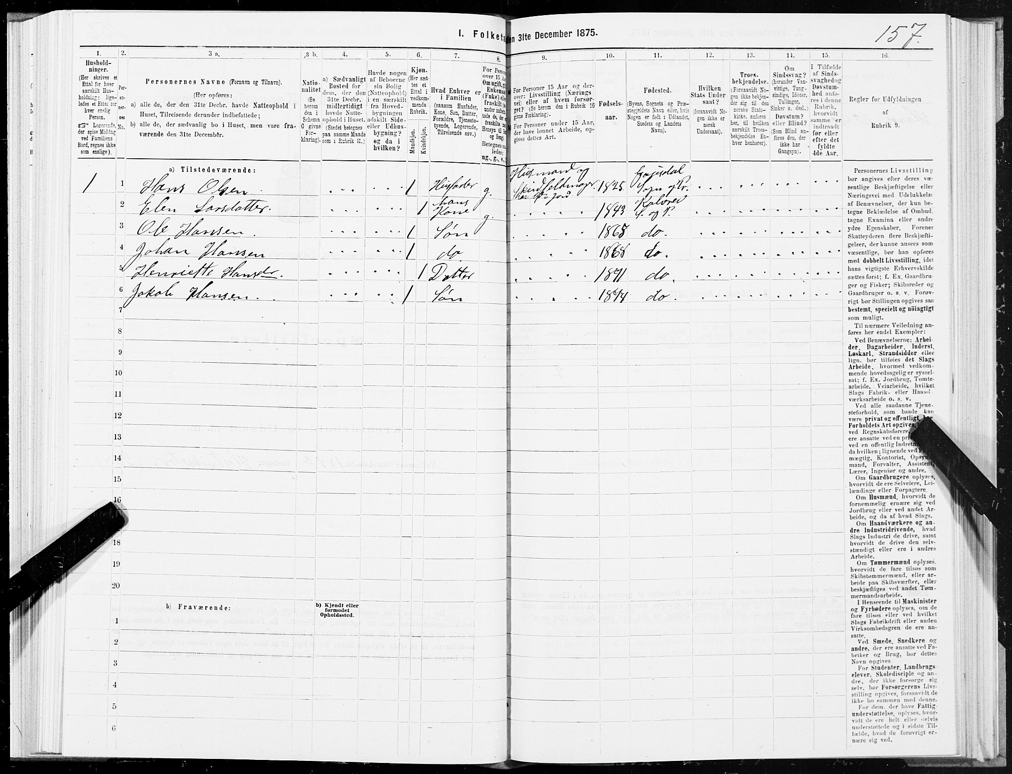 SAT, 1875 census for 1752P Kolvereid, 1875, p. 2157