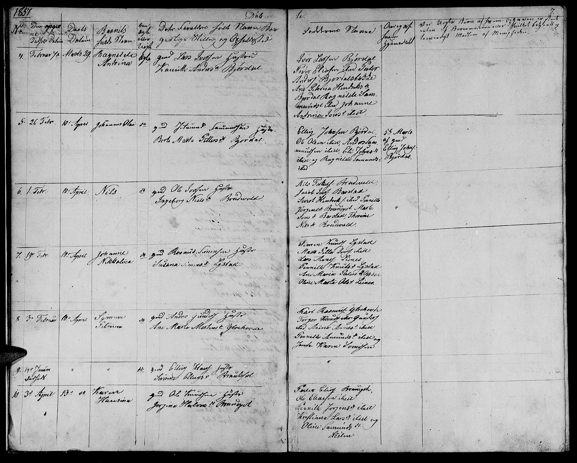 Ministerialprotokoller, klokkerbøker og fødselsregistre - Møre og Romsdal, AV/SAT-A-1454/513/L0187: Parish register (copy) no. 513C01, 1856-1864, p. 7