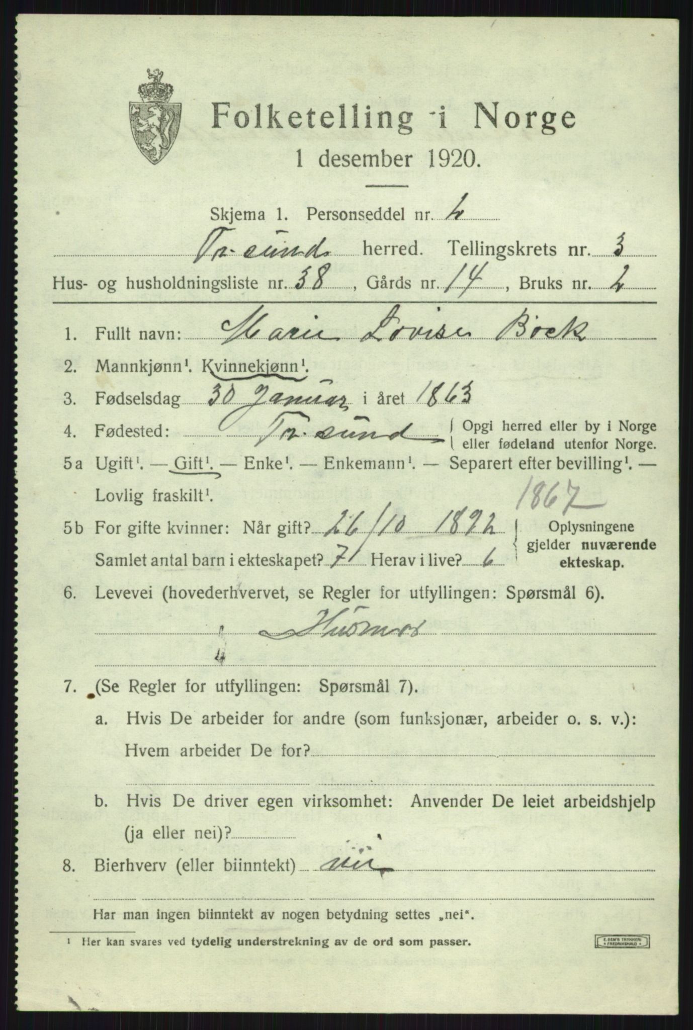 SATØ, 1920 census for Tromsøysund, 1920, p. 3188