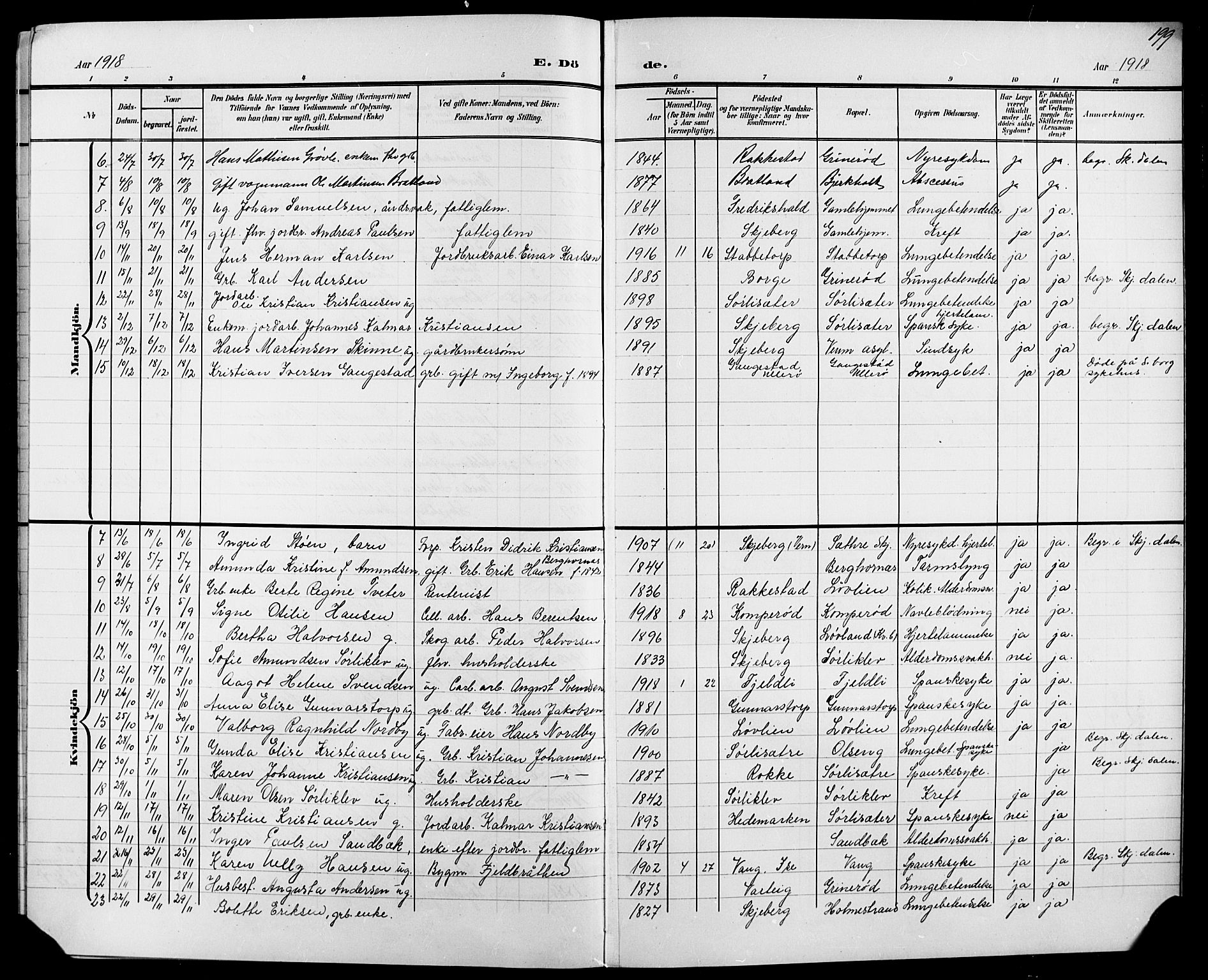 Skjeberg prestekontor Kirkebøker, AV/SAO-A-10923/G/Ga/L0002: Parish register (copy) no. I 2, 1901-1924, p. 199