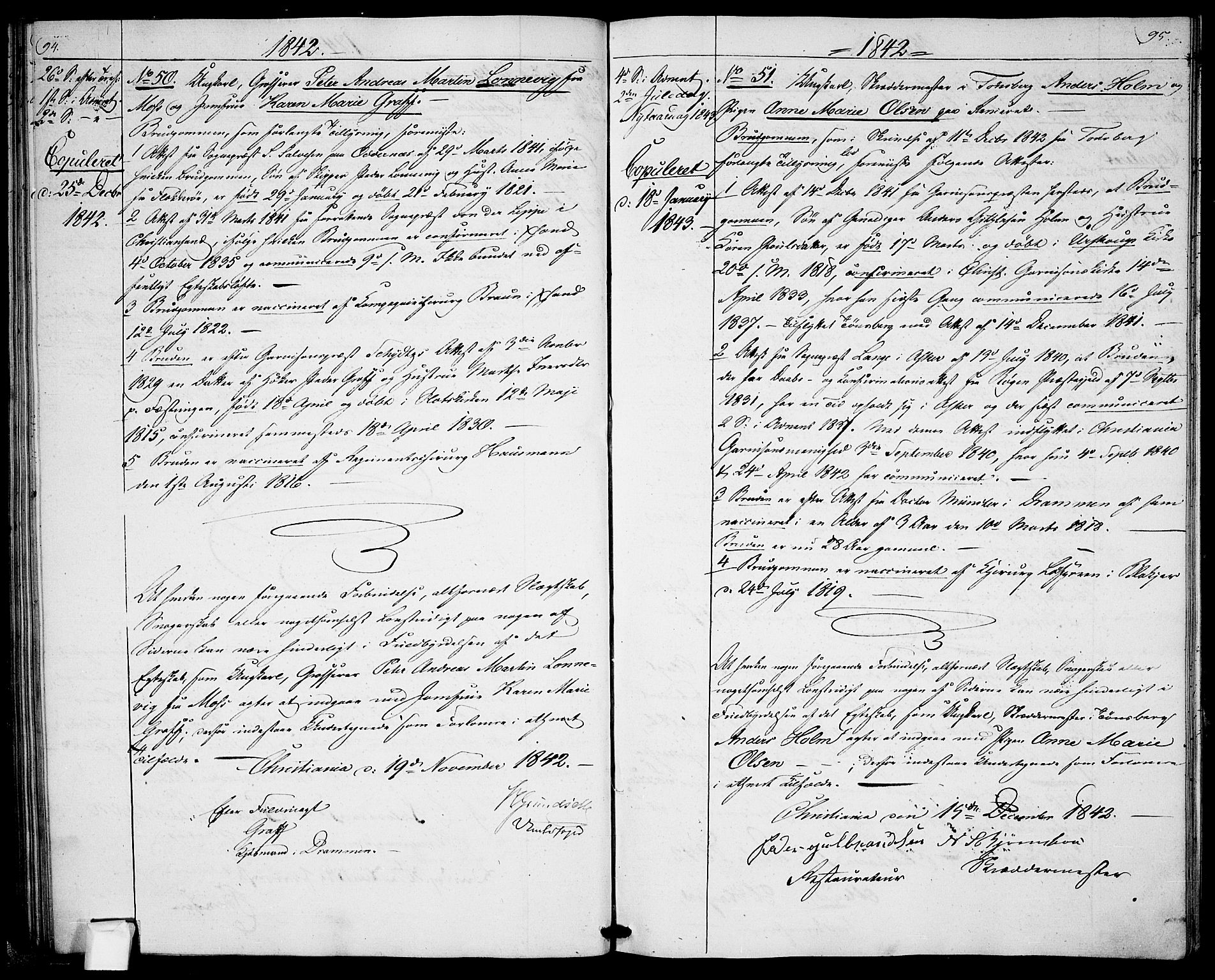 Garnisonsmenigheten Kirkebøker, SAO/A-10846/H/Ha/L0004: Banns register no. I 4, 1840-1844, p. 94-95