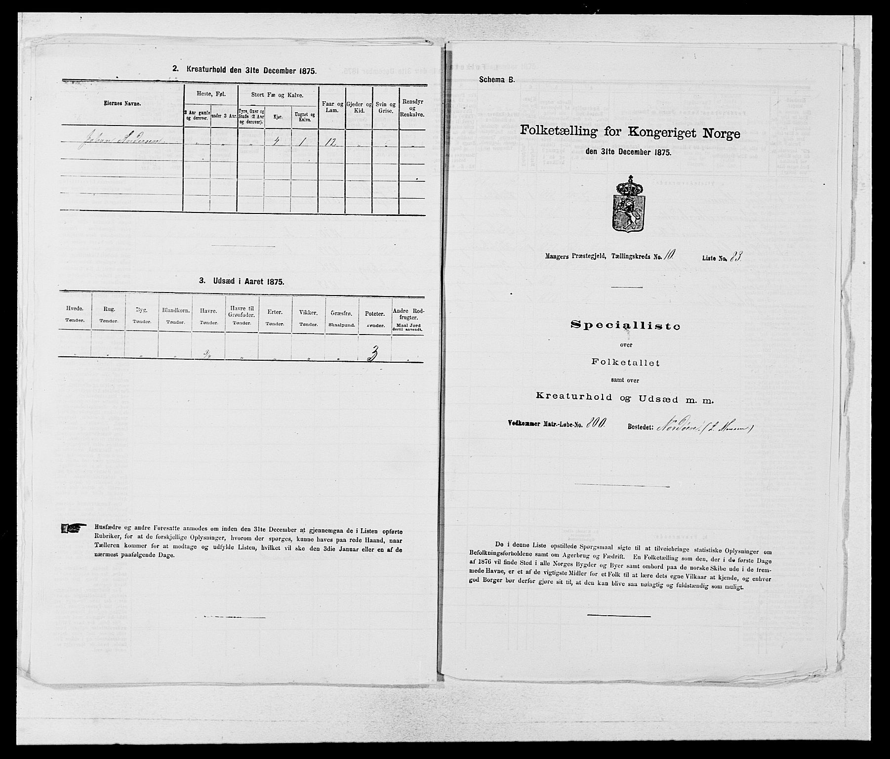 SAB, 1875 census for 1261P Manger, 1875, p. 1579