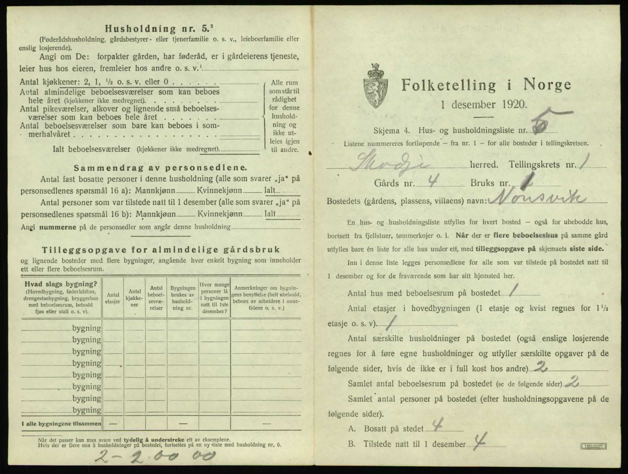 SAT, 1920 census for Skodje, 1920, p. 51