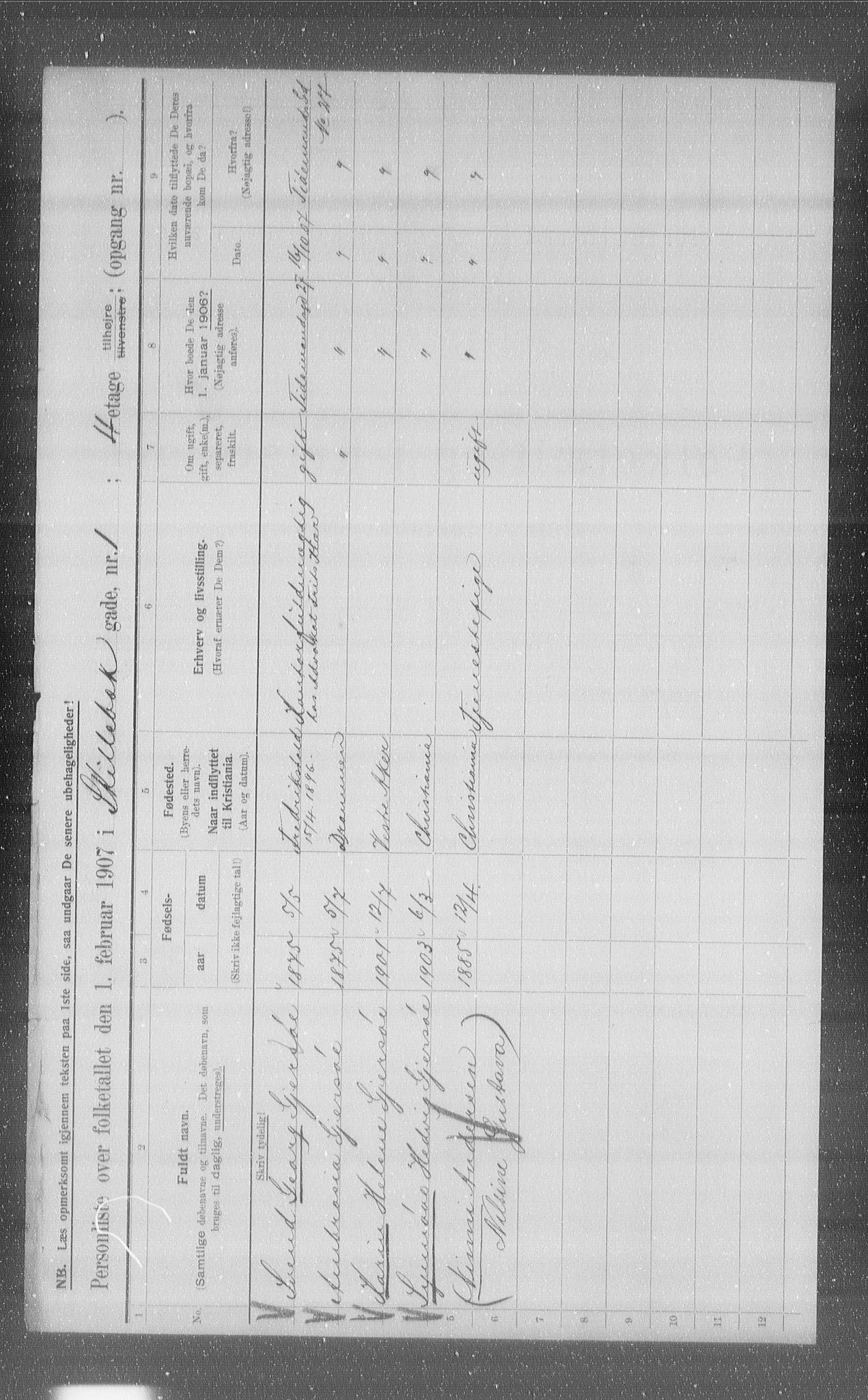 OBA, Municipal Census 1907 for Kristiania, 1907, p. 48724