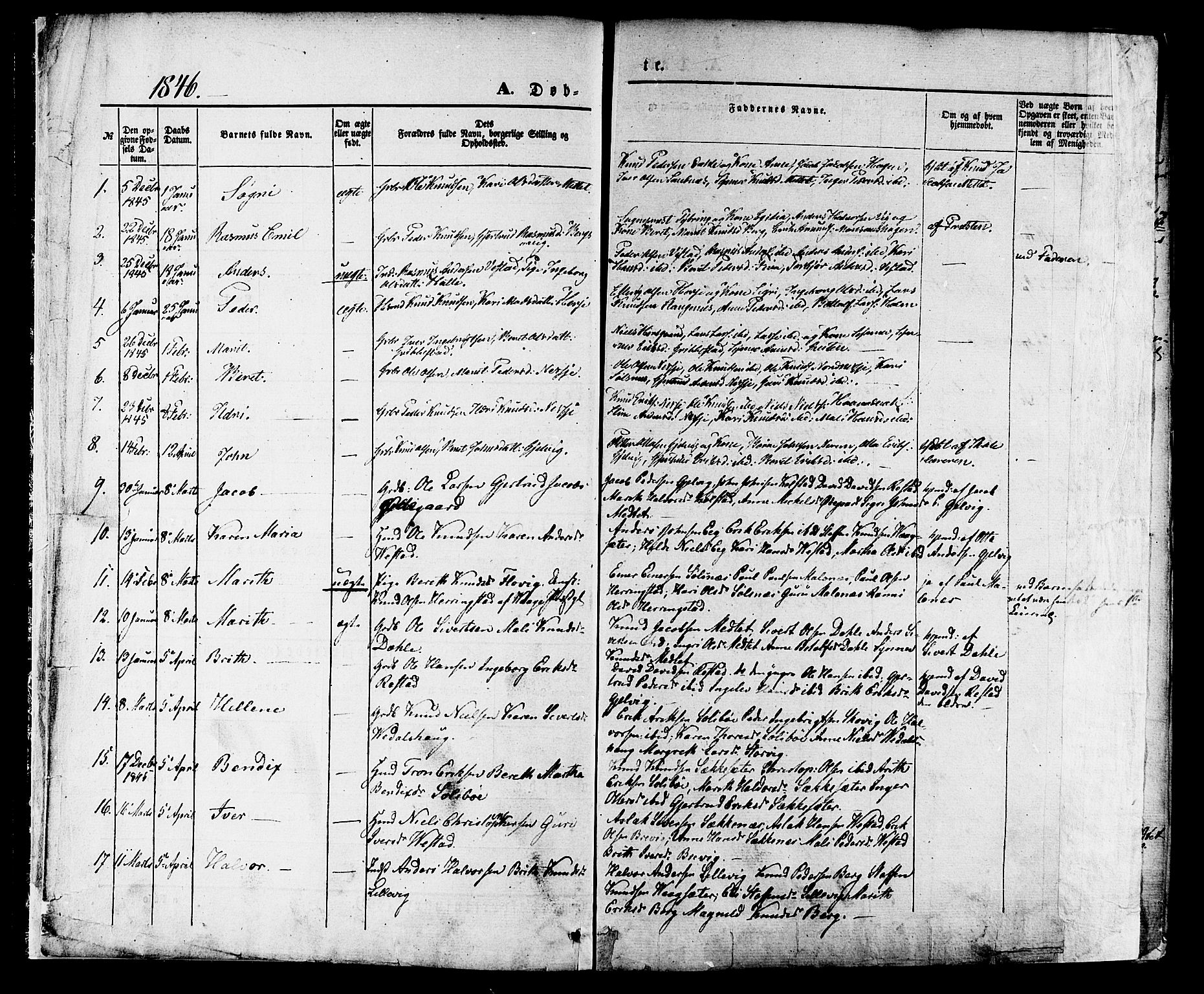 Ministerialprotokoller, klokkerbøker og fødselsregistre - Møre og Romsdal, SAT/A-1454/547/L0603: Parish register (official) no. 547A05, 1846-1877, p. 1