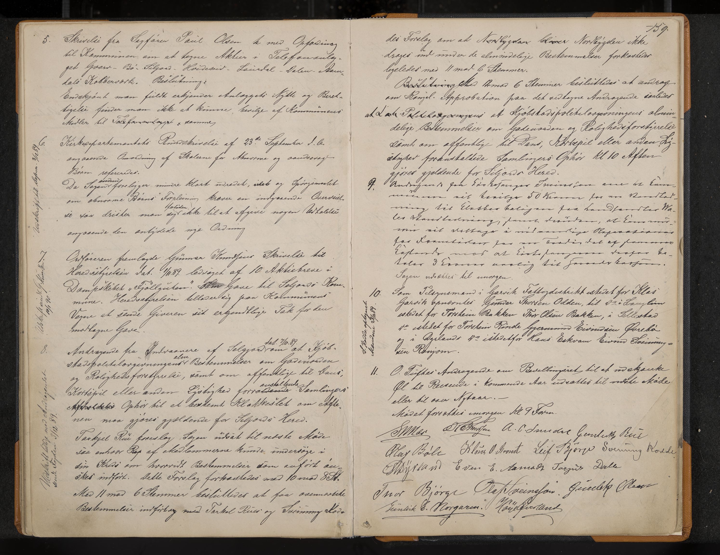 Seljord formannskap og sentraladministrasjon, IKAK/0828021/A/Aa/L0002: Møtebok med register, 1879-1890, p. 159