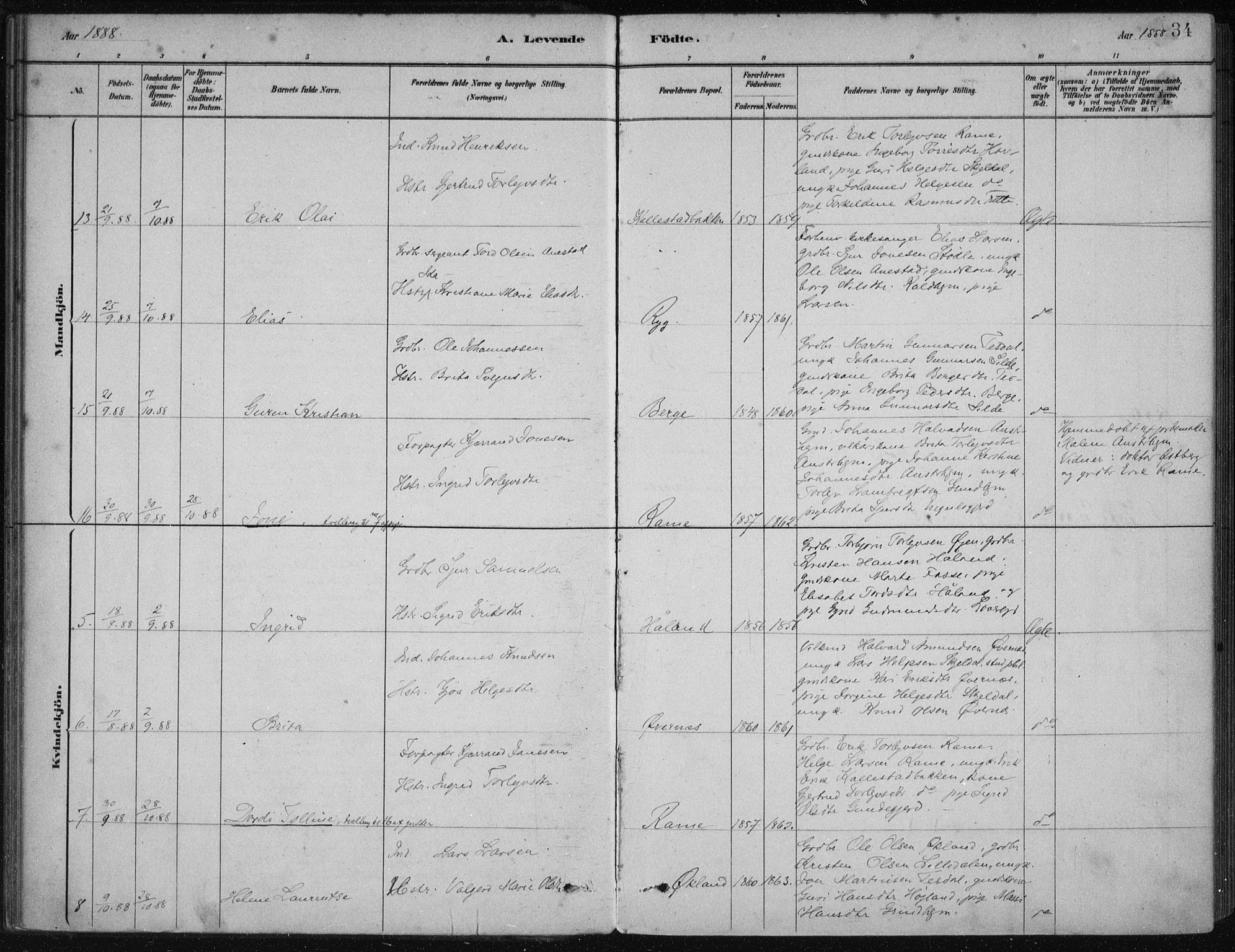 Etne sokneprestembete, AV/SAB-A-75001/H/Haa: Parish register (official) no. D  1, 1879-1919, p. 34