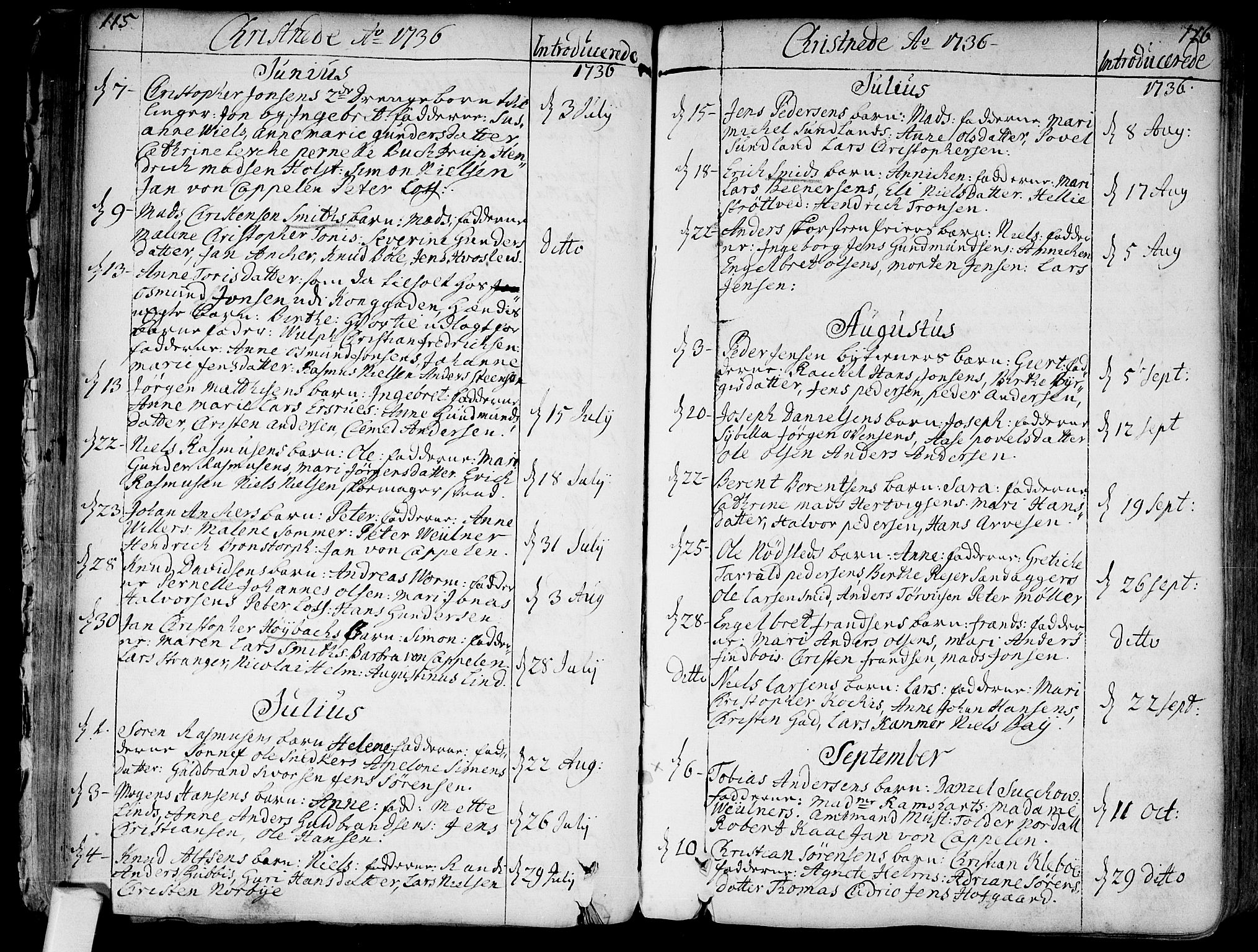 Bragernes kirkebøker, SAKO/A-6/F/Fa/L0004: Parish register (official) no. I 4, 1734-1759, p. 115-116