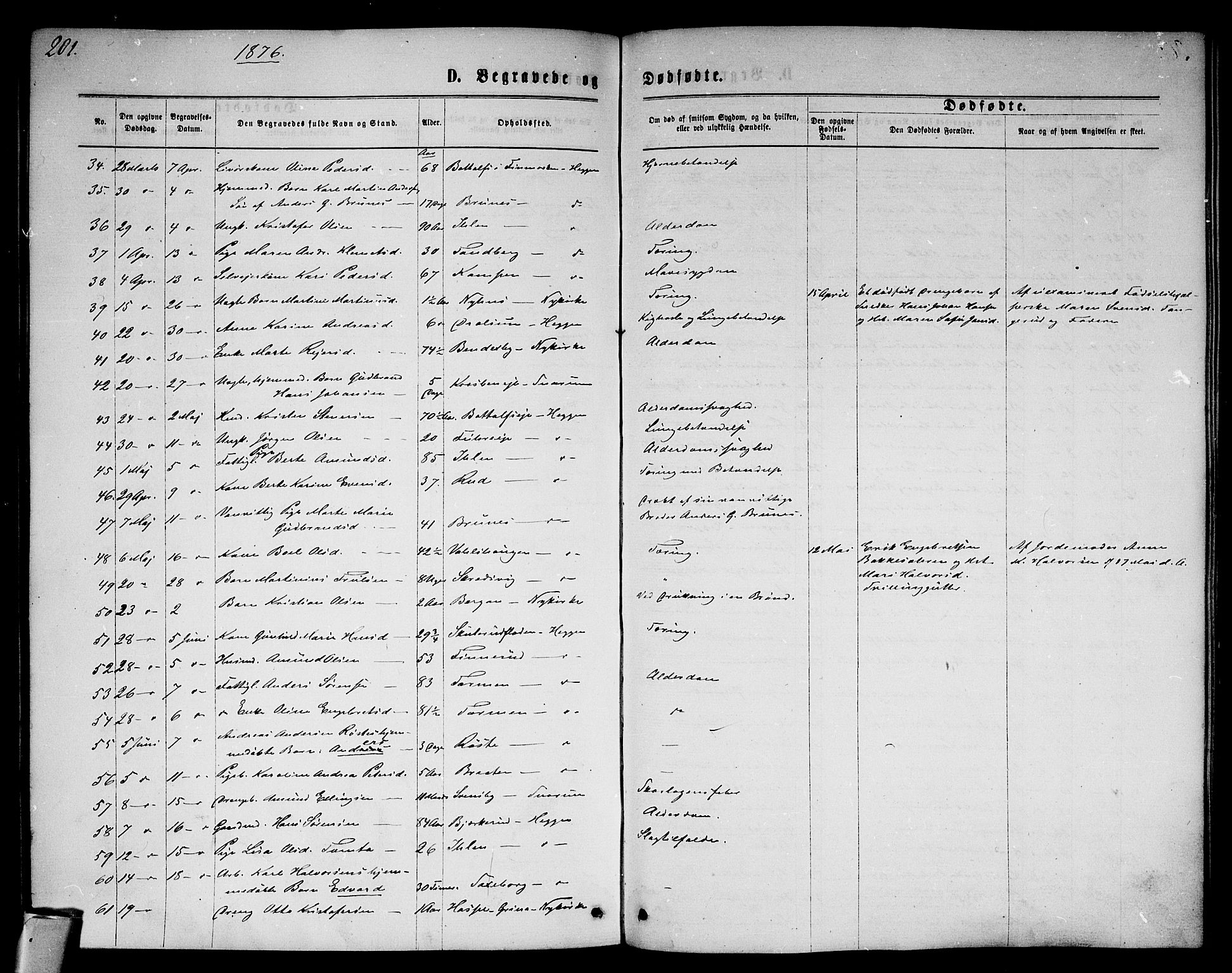 Modum kirkebøker, AV/SAKO-A-234/G/Ga/L0007: Parish register (copy) no. I 7, 1869-1878, p. 201