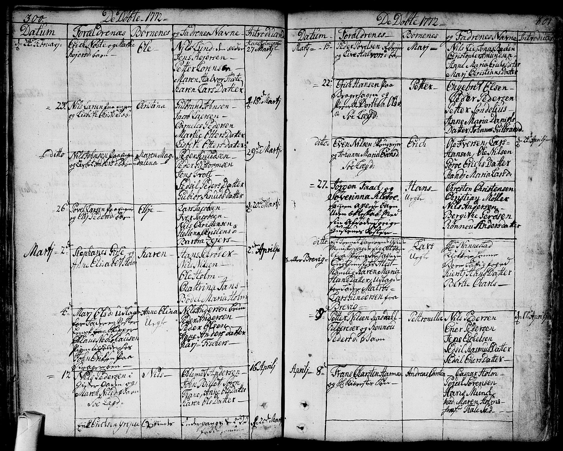 Bragernes kirkebøker, SAKO/A-6/F/Fa/L0005: Parish register (official) no. I 5, 1759-1781, p. 300-301