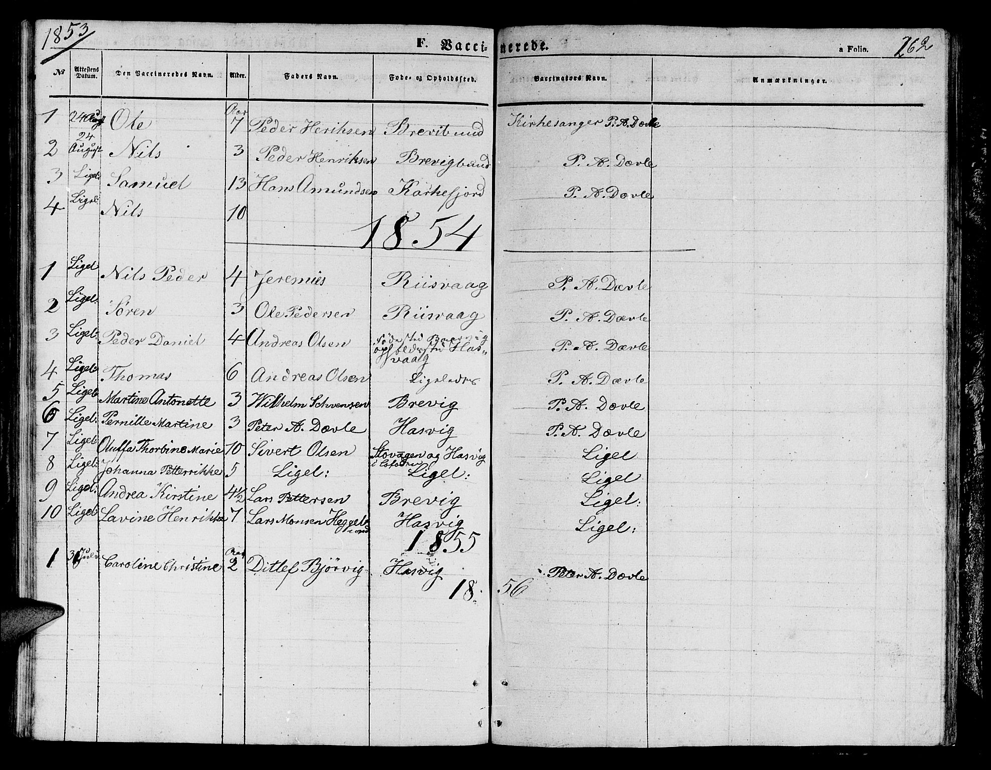 Loppa sokneprestkontor, SATØ/S-1339/H/Hb/L0003klokker: Parish register (copy) no. 3, 1853-1880, p. 262