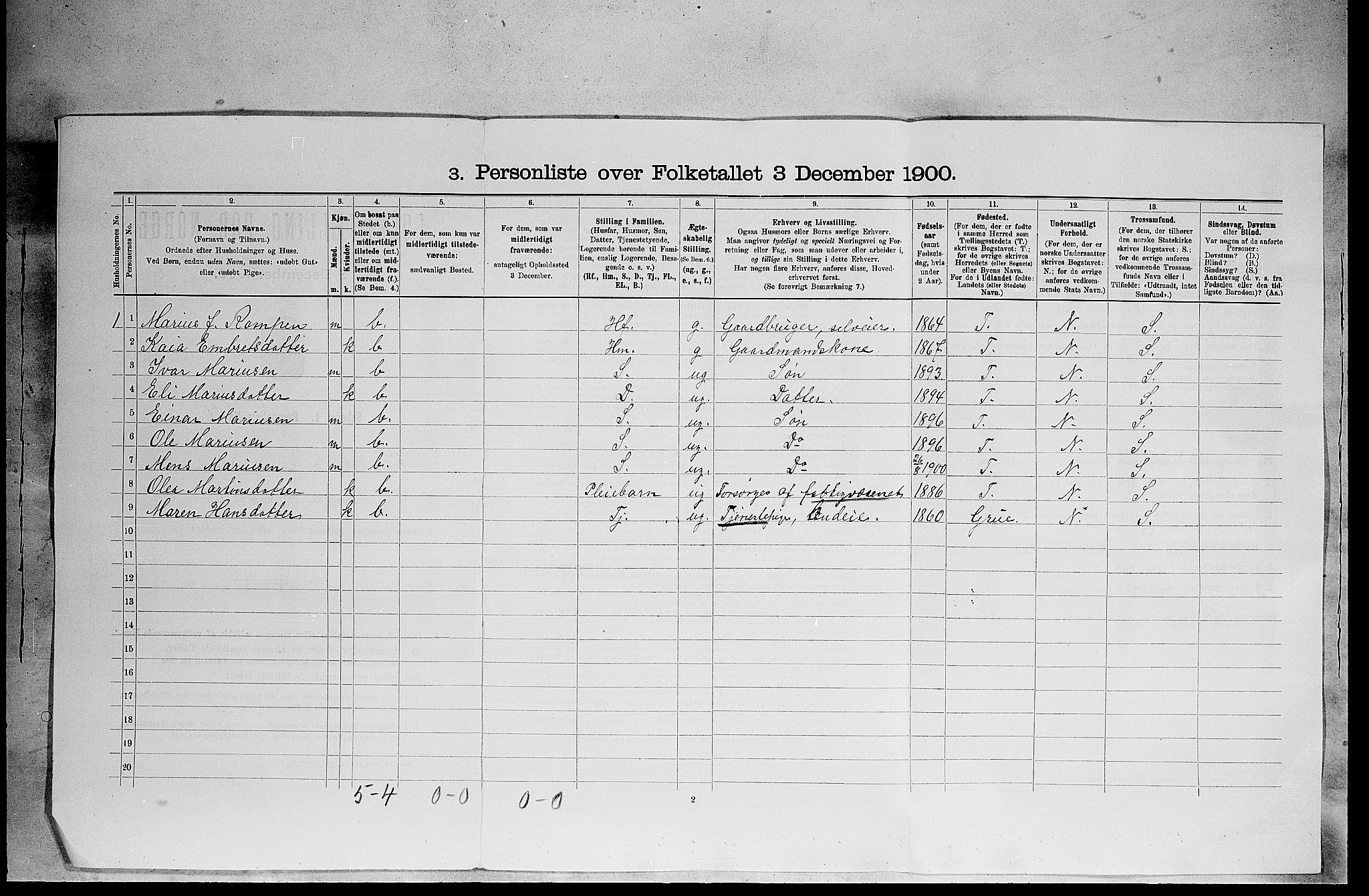 SAH, 1900 census for Våler, 1900, p. 46