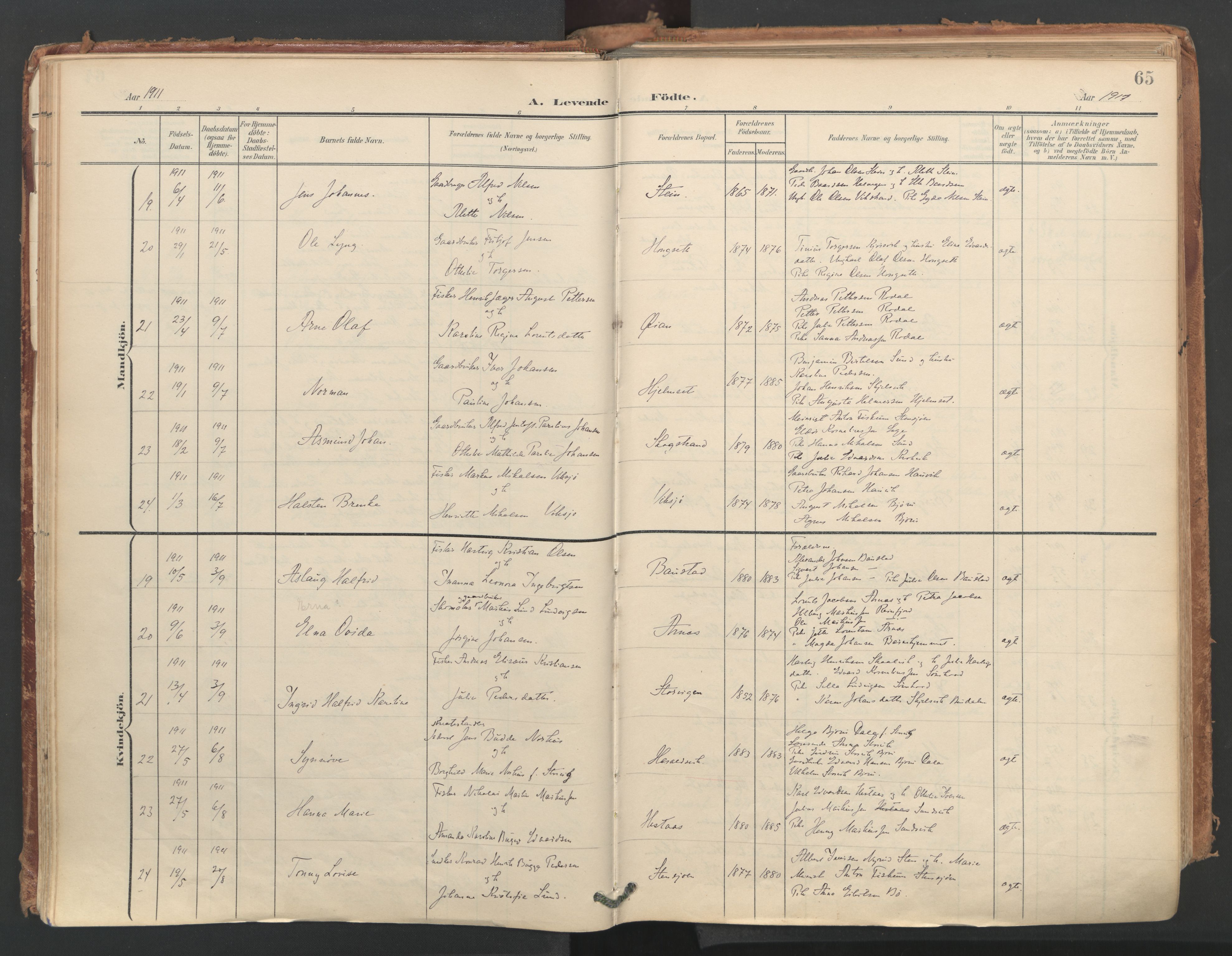 Ministerialprotokoller, klokkerbøker og fødselsregistre - Nordland, AV/SAT-A-1459/812/L0180: Parish register (official) no. 812A09, 1901-1915, p. 65