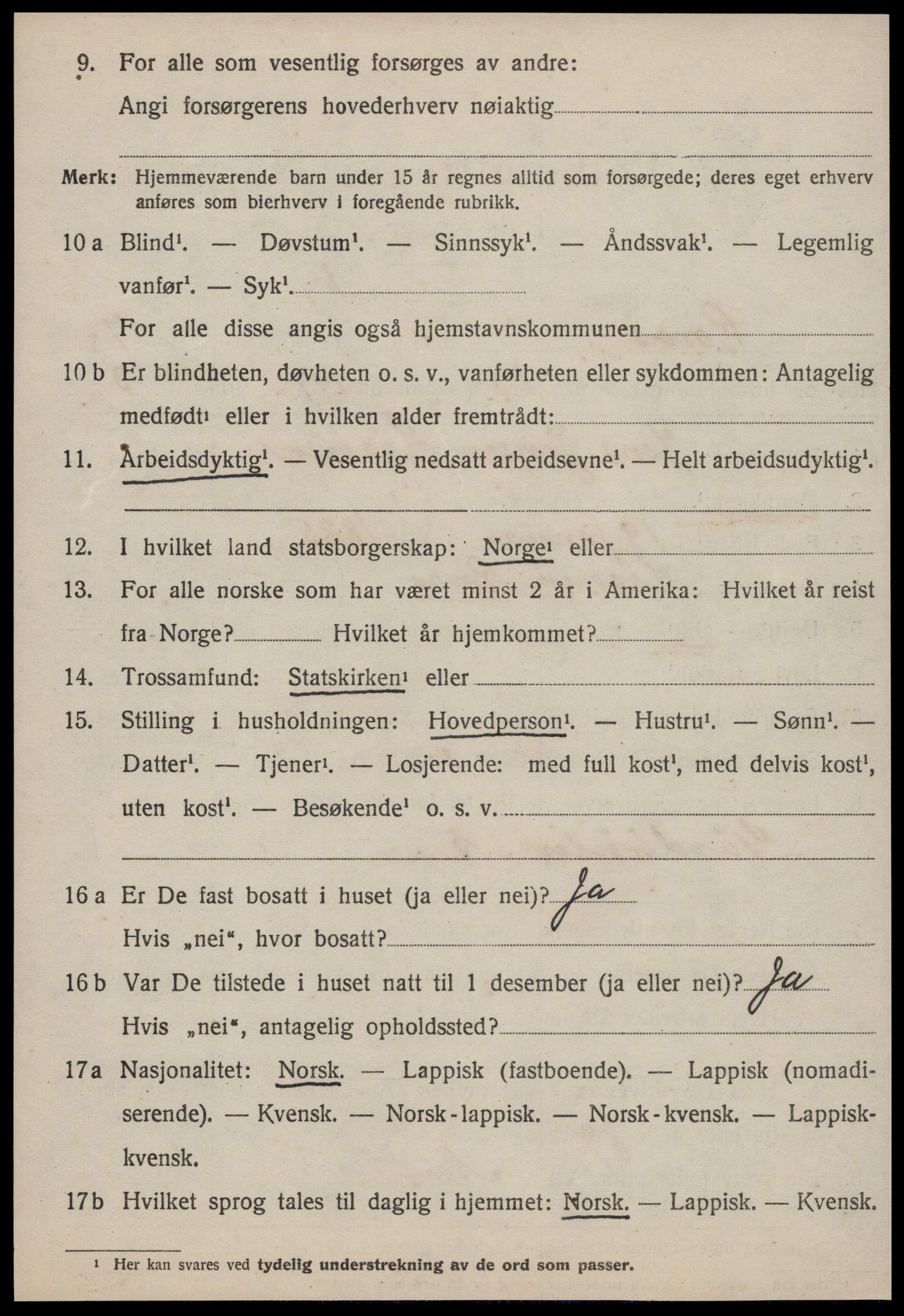 SAT, 1920 census for Røros, 1920, p. 6909