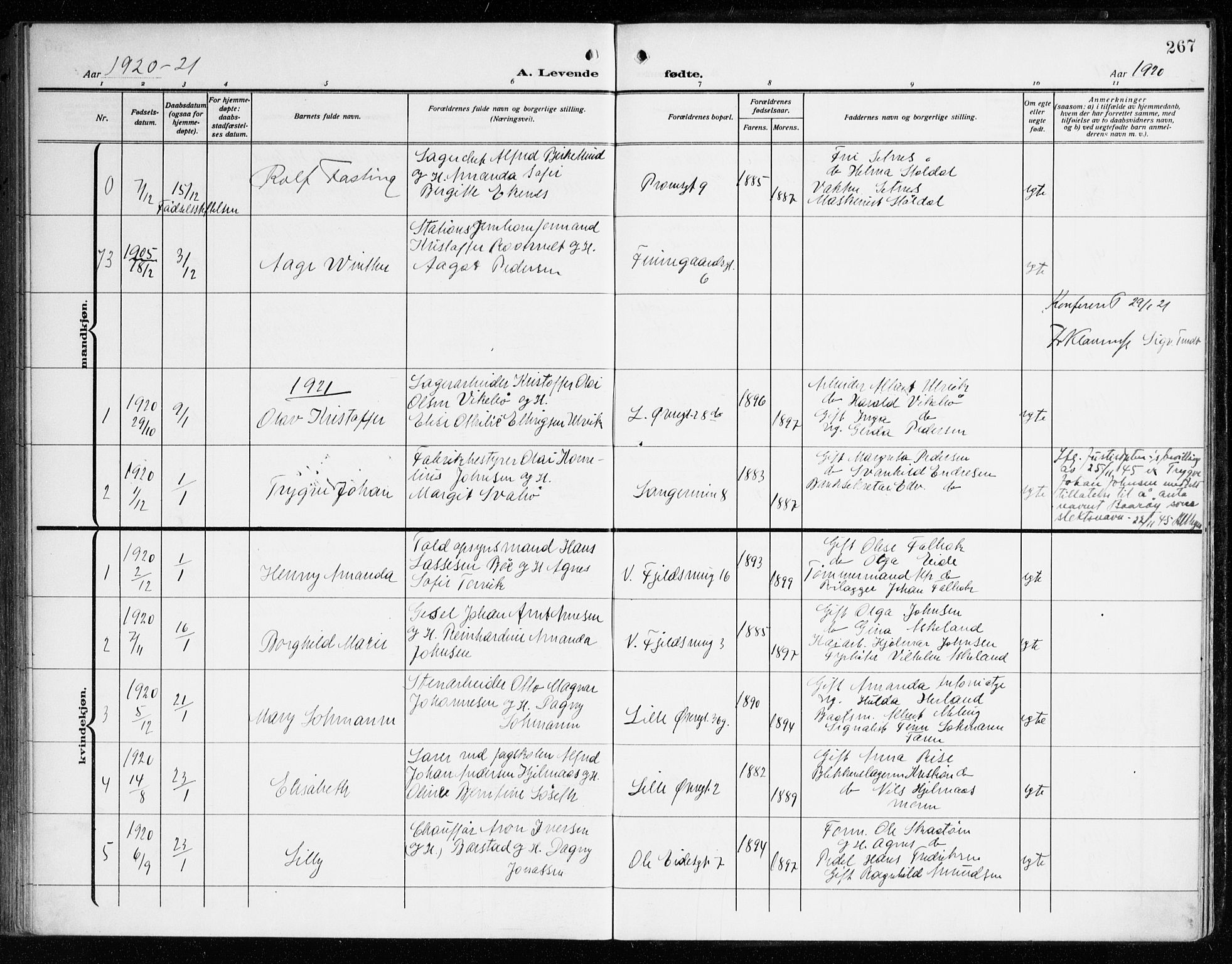 Korskirken sokneprestembete, SAB/A-76101/H/Haa: Parish register (official) no. B 10, 1909-1923, p. 267