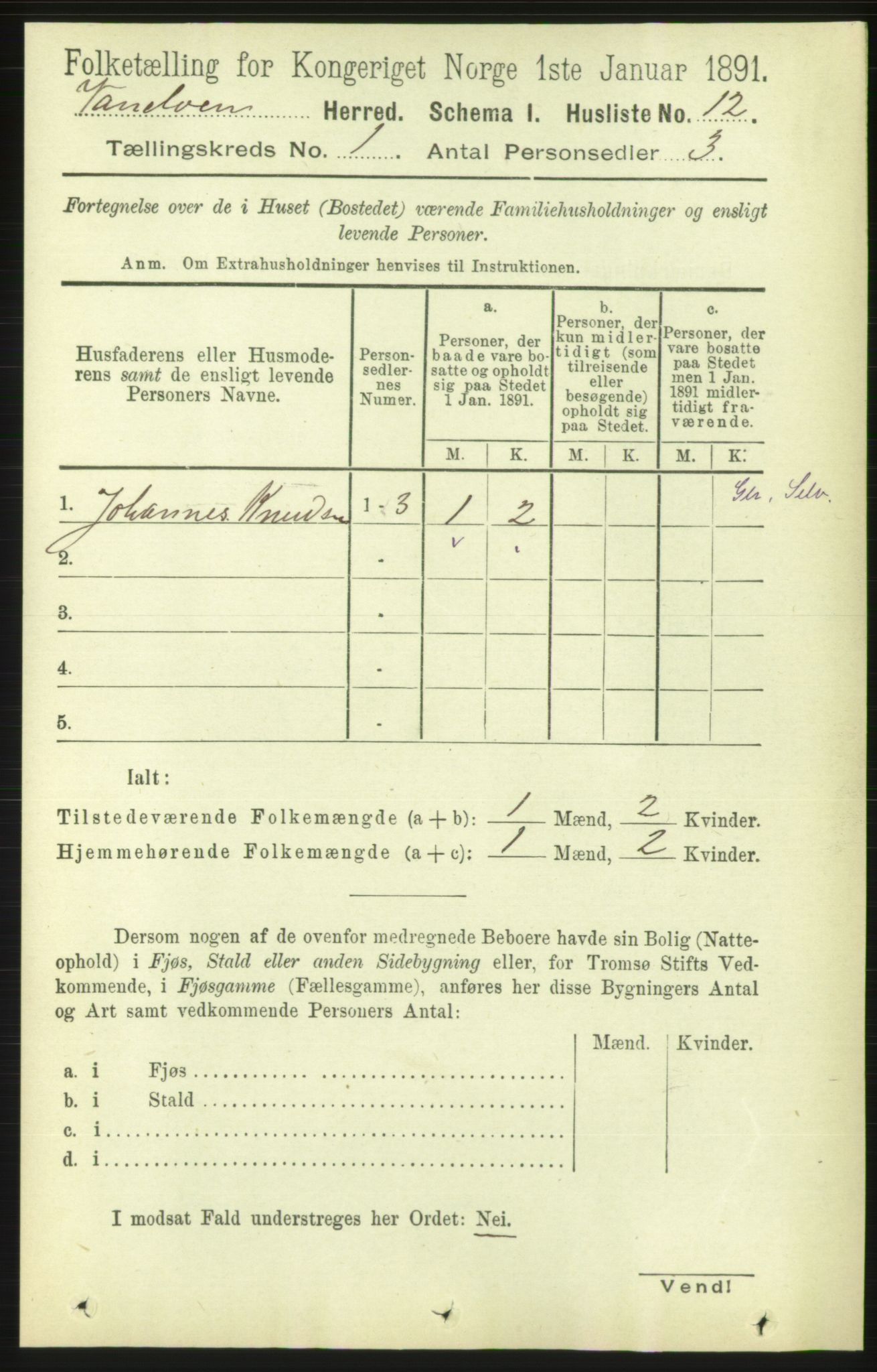 RA, 1891 census for 1511 Vanylven, 1891, p. 32