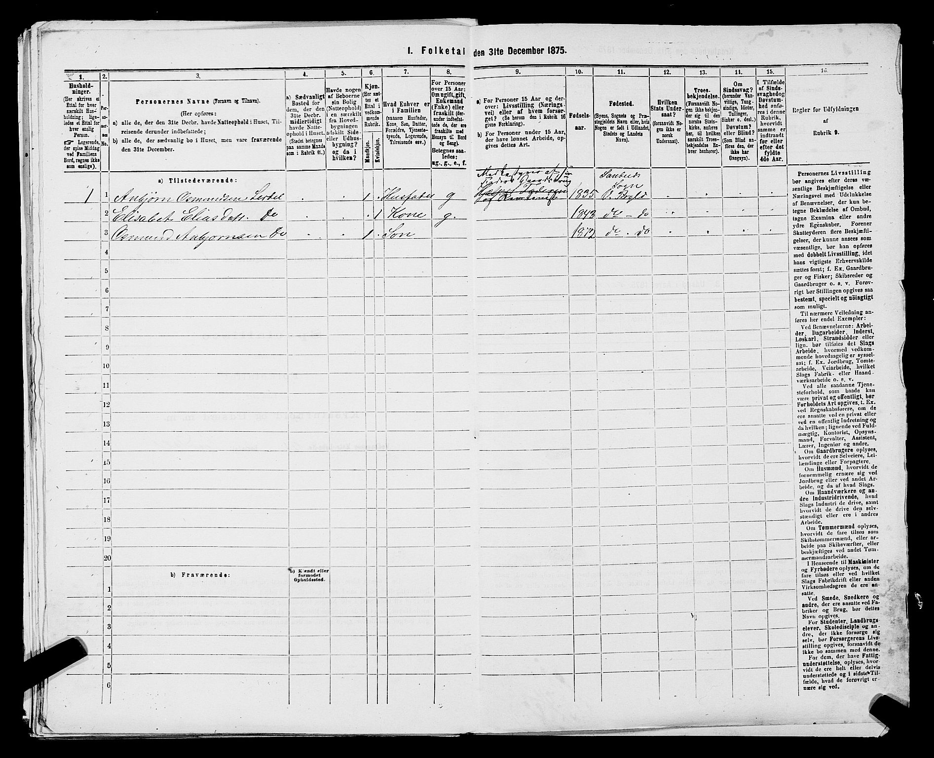 SAST, 1875 census for 1157P Vikedal, 1875, p. 128