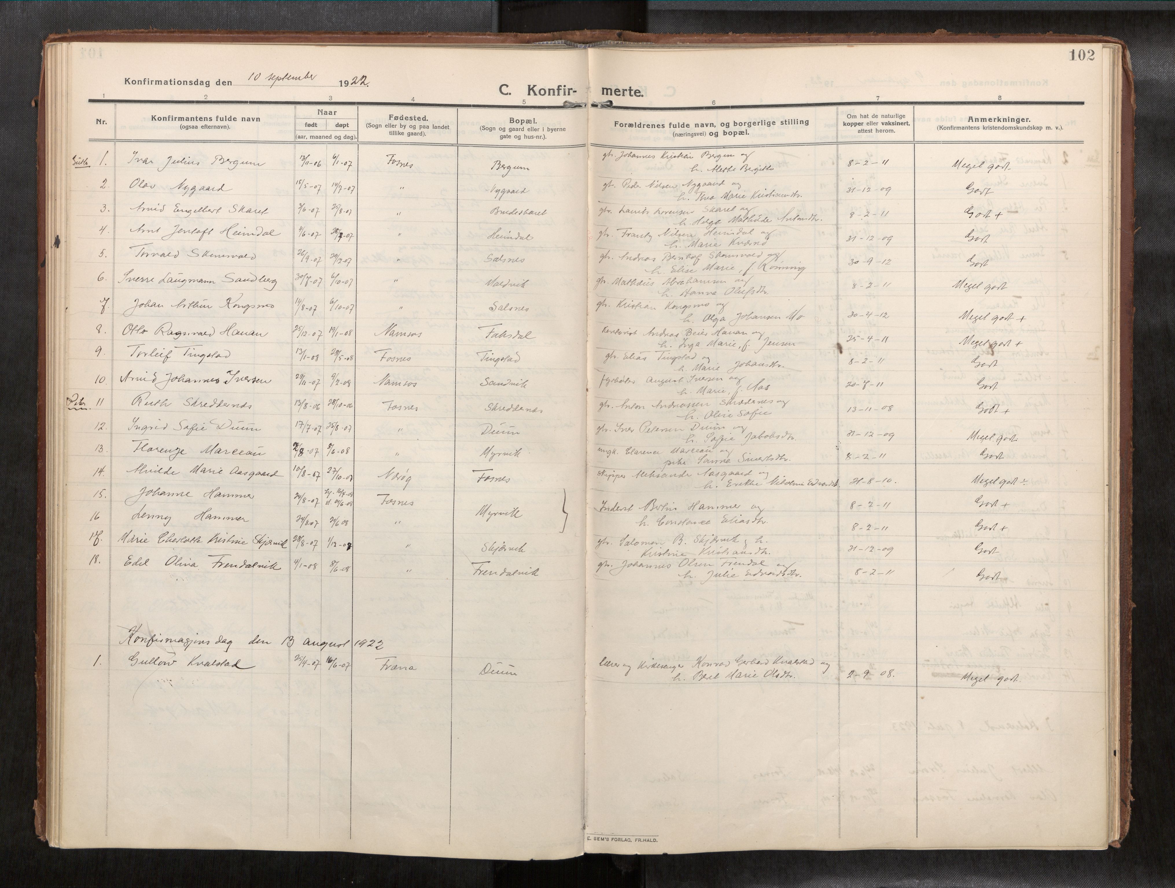 Ministerialprotokoller, klokkerbøker og fødselsregistre - Nord-Trøndelag, SAT/A-1458/773/L0624a: Parish register (official) no. 773A16, 1910-1936, p. 102