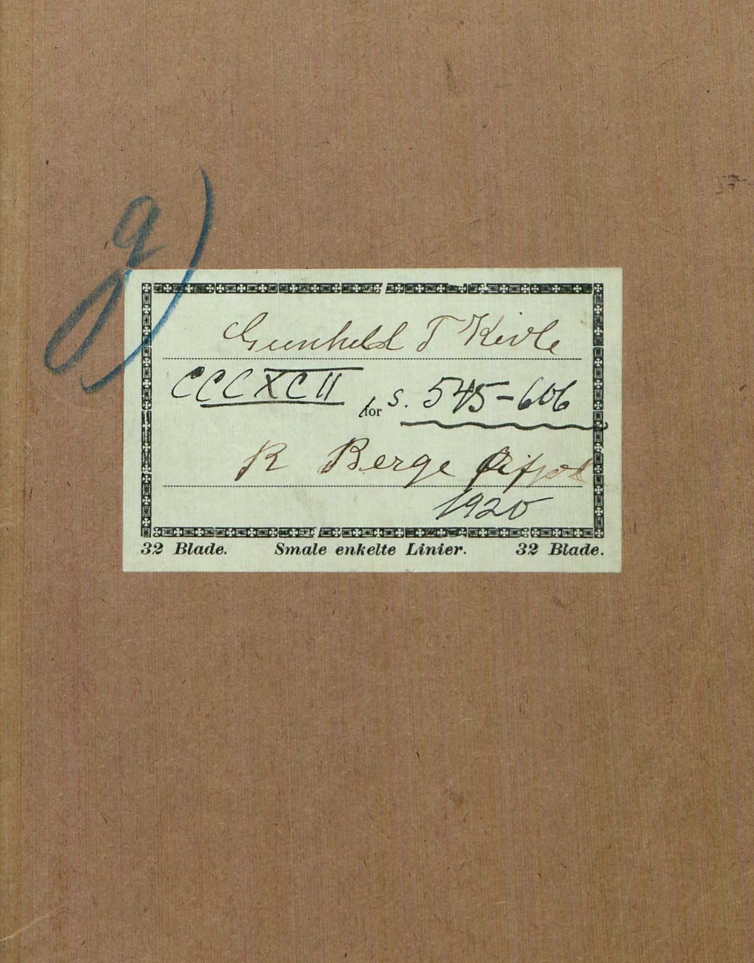 Rikard Berge, TEMU/TGM-A-1003/F/L0011/0012: 381-399 / 392 Oppskrifter av Gunnhild Kivle, 1920-1921