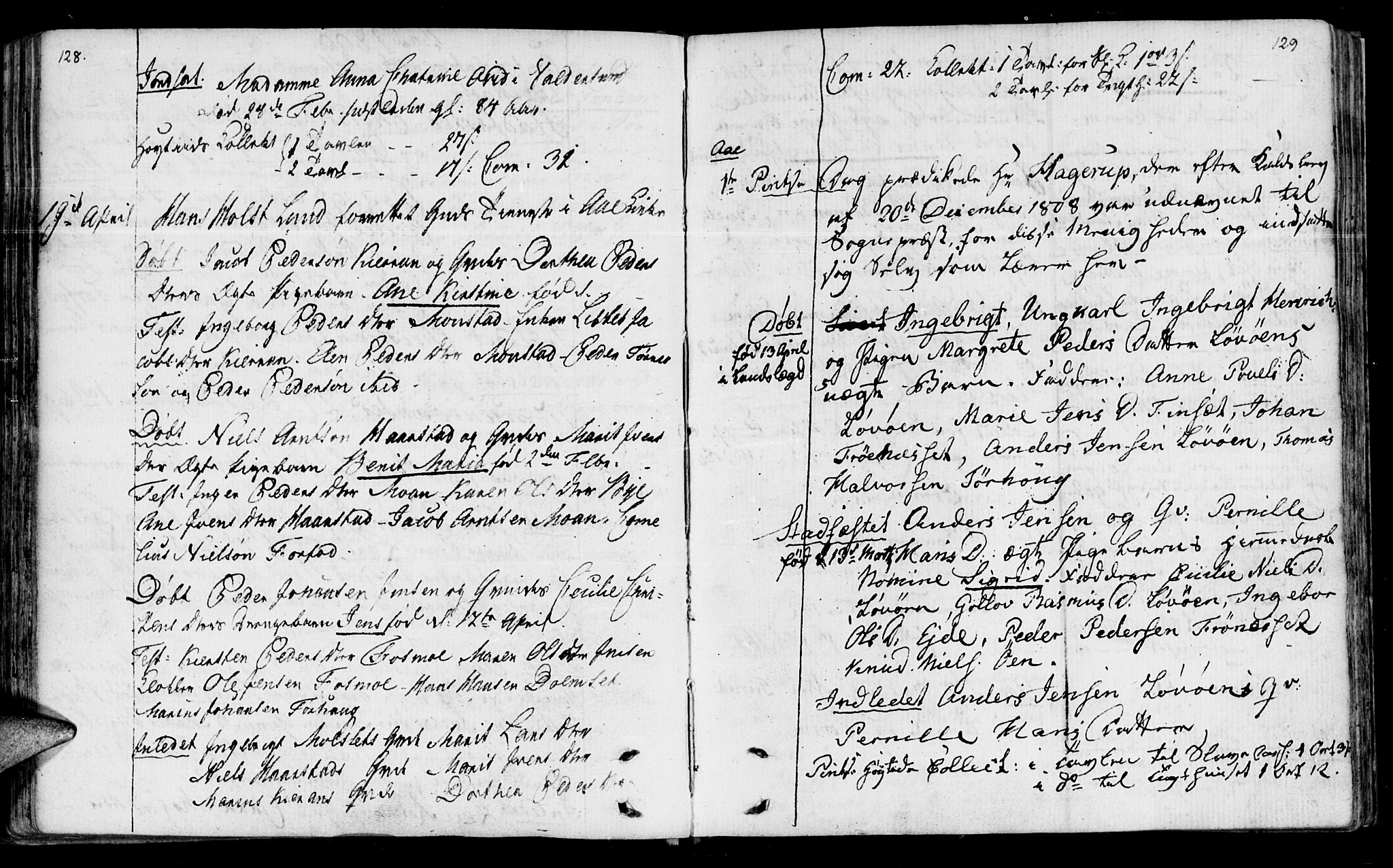 Ministerialprotokoller, klokkerbøker og fødselsregistre - Sør-Trøndelag, SAT/A-1456/655/L0674: Parish register (official) no. 655A03, 1802-1826, p. 128-129