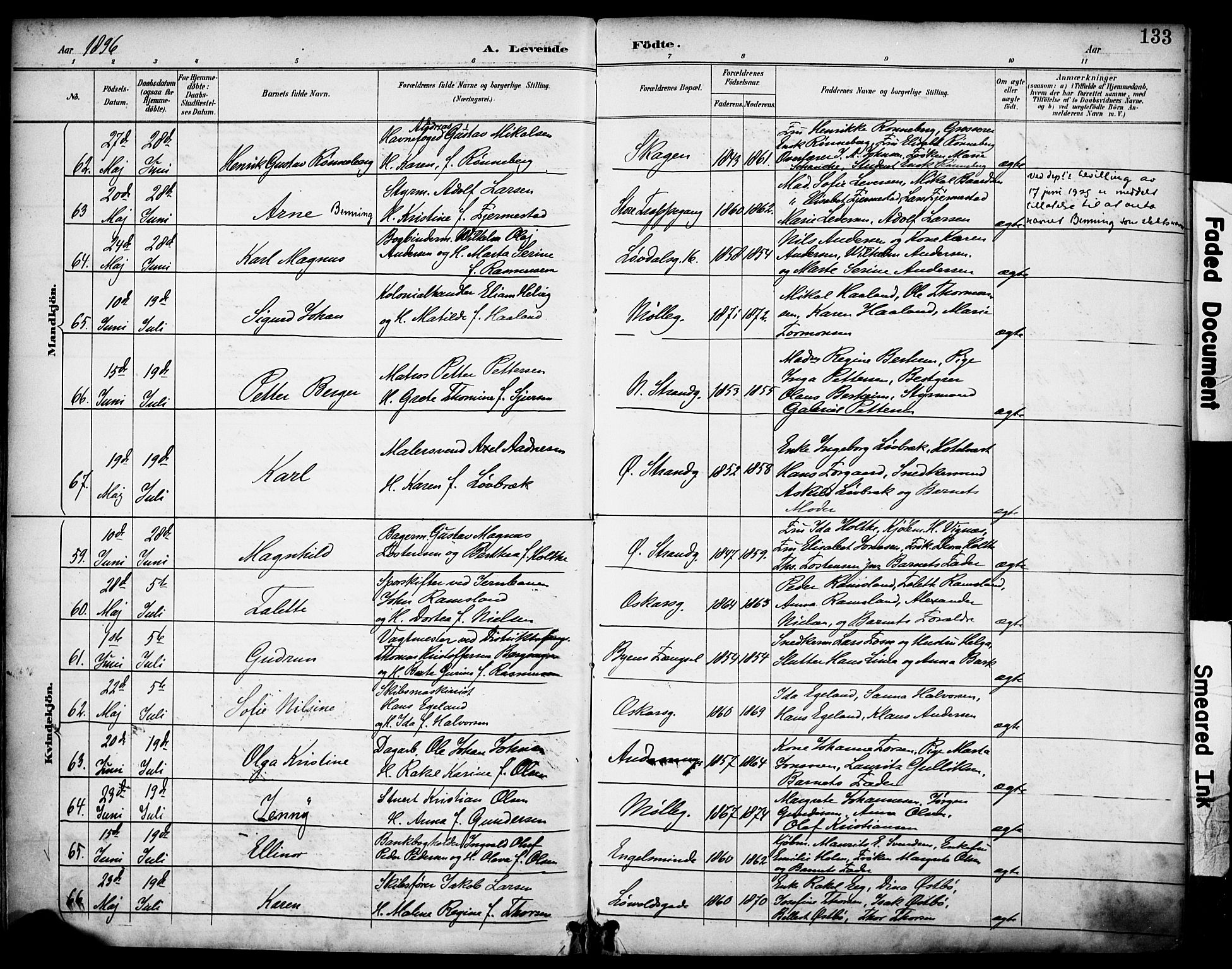 Domkirken sokneprestkontor, AV/SAST-A-101812/001/30/30BA/L0030: Parish register (official) no. A 29, 1889-1902, p. 133