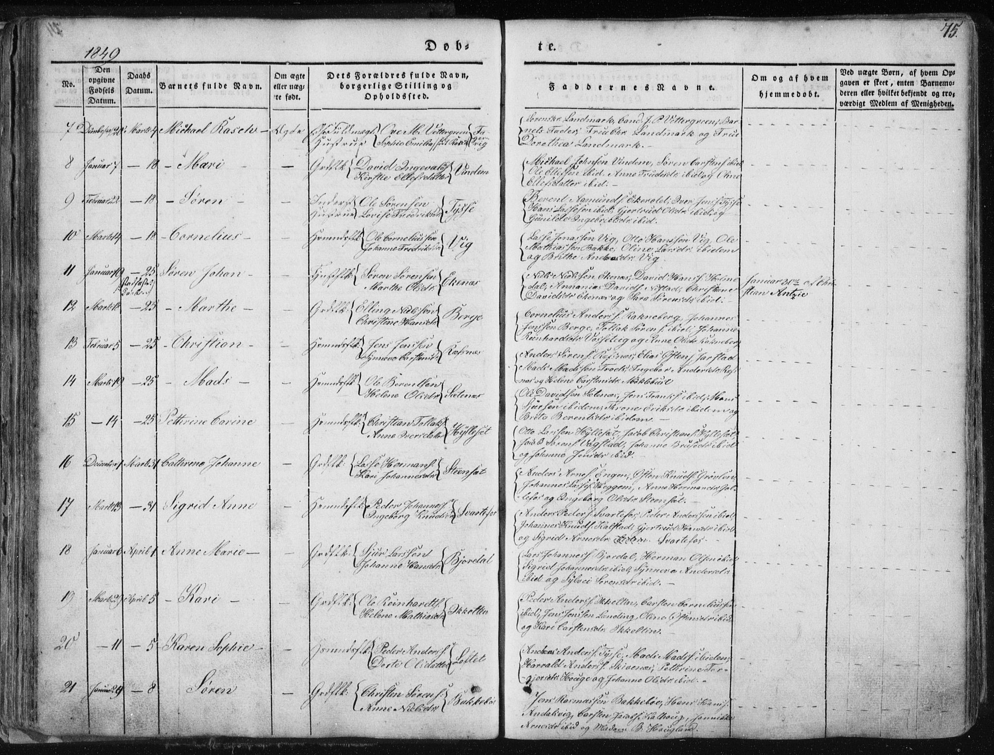 Fjaler sokneprestembete, SAB/A-79801/H/Haa/Haaa/L0006: Parish register (official) no. A 6, 1835-1884, p. 75