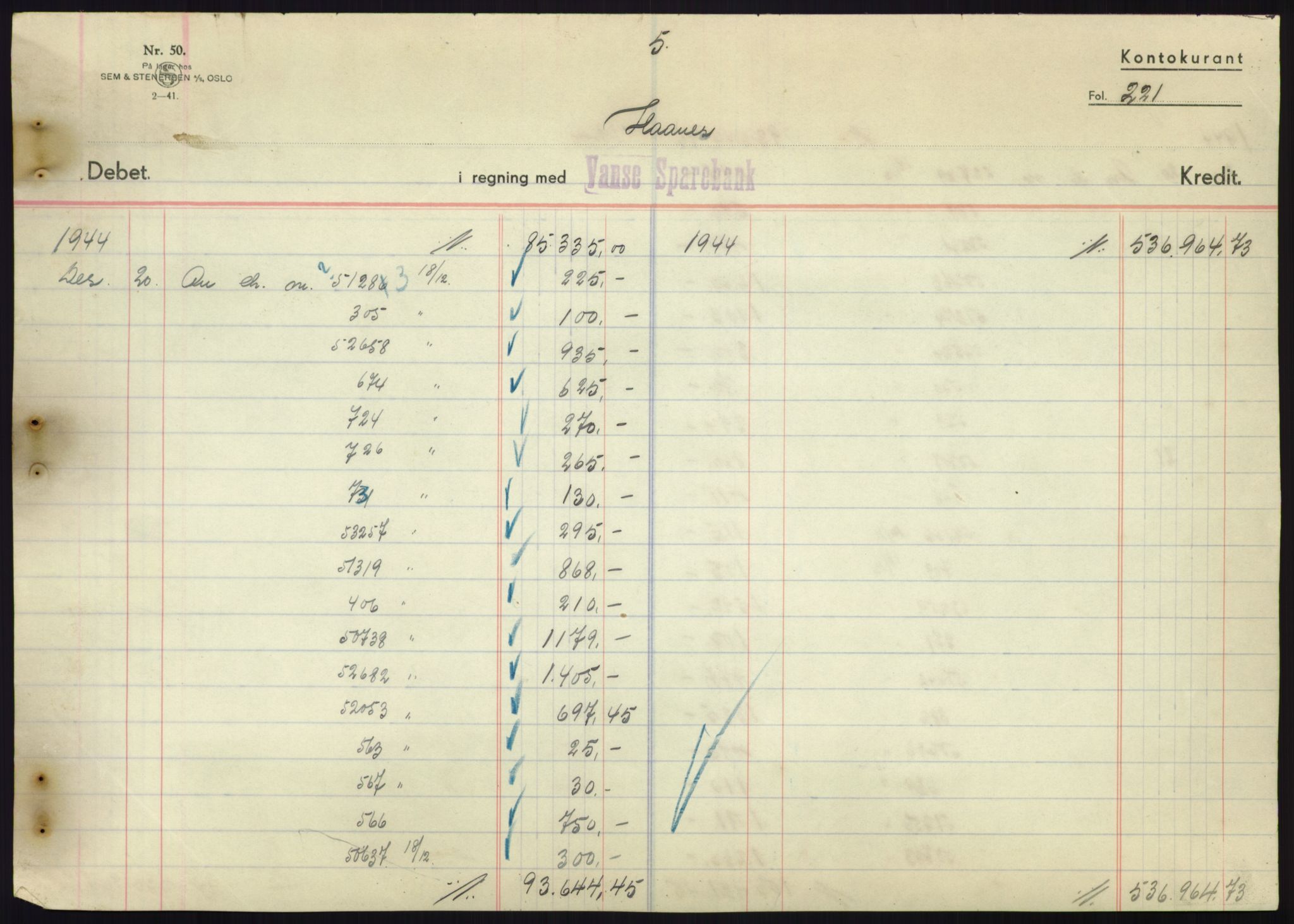 Forsvarsdepartementet, 10. kontor / Oppgjørskontoret, AV/RA-RAFA-1225/D/Db/L0180: Lista oppgjørskontor, 1942-1952, p. 1857