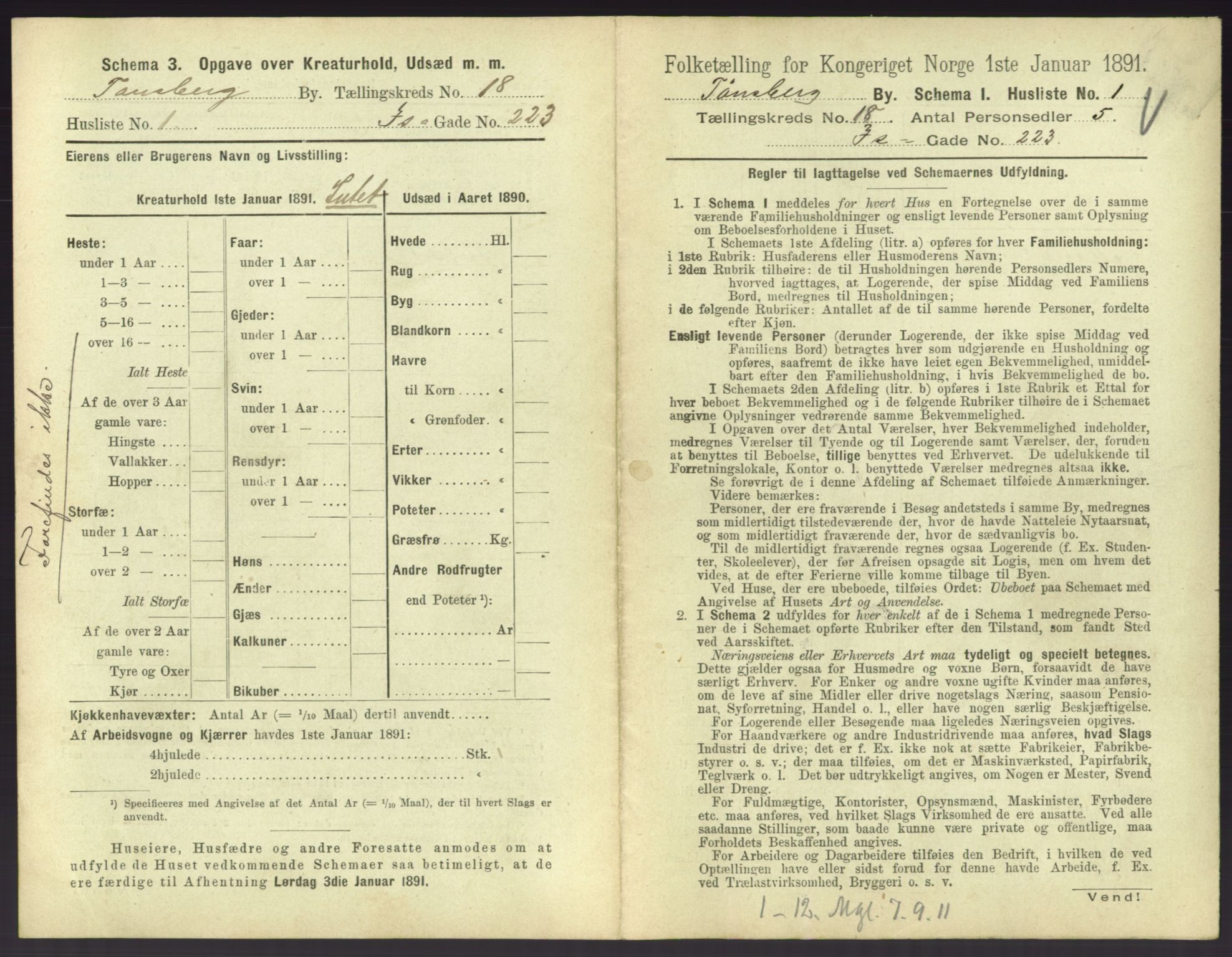 RA, 1891 census for 0705 Tønsberg, 1891, p. 624