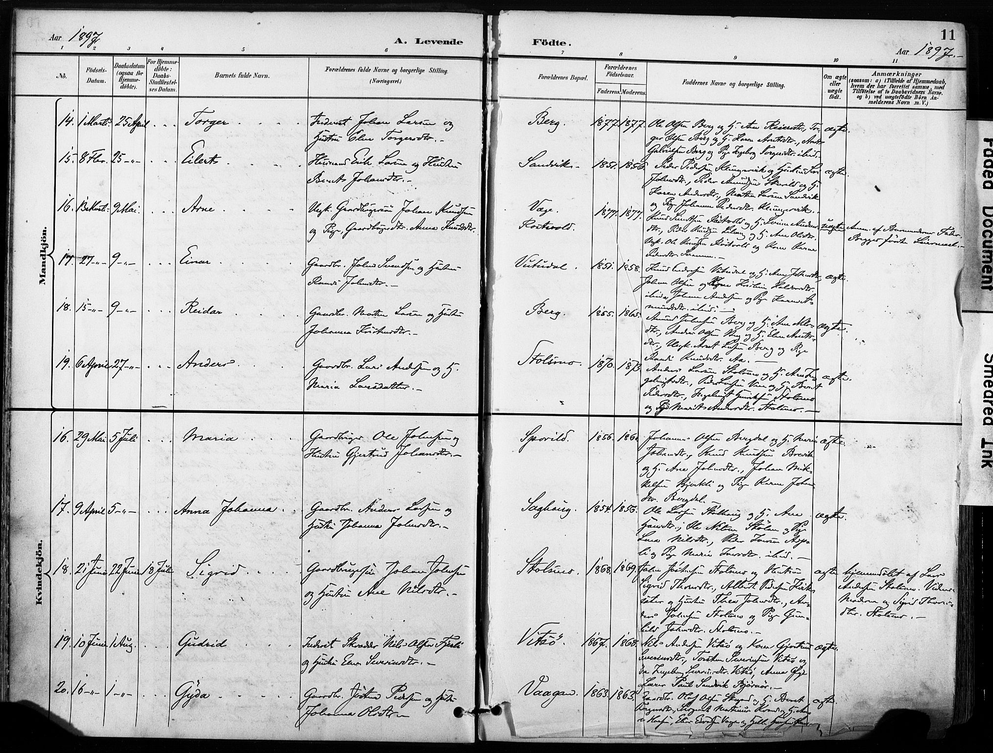 Ministerialprotokoller, klokkerbøker og fødselsregistre - Sør-Trøndelag, SAT/A-1456/630/L0497: Parish register (official) no. 630A10, 1896-1910, p. 11