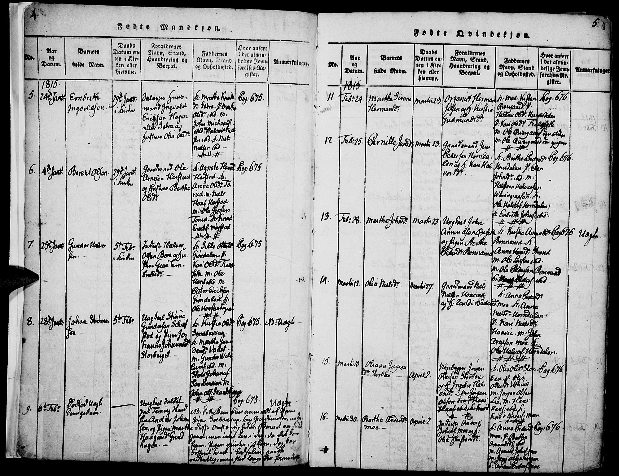 Elverum prestekontor, AV/SAH-PREST-044/H/Ha/Haa/L0007: Parish register (official) no. 7, 1815-1830, p. 4-5