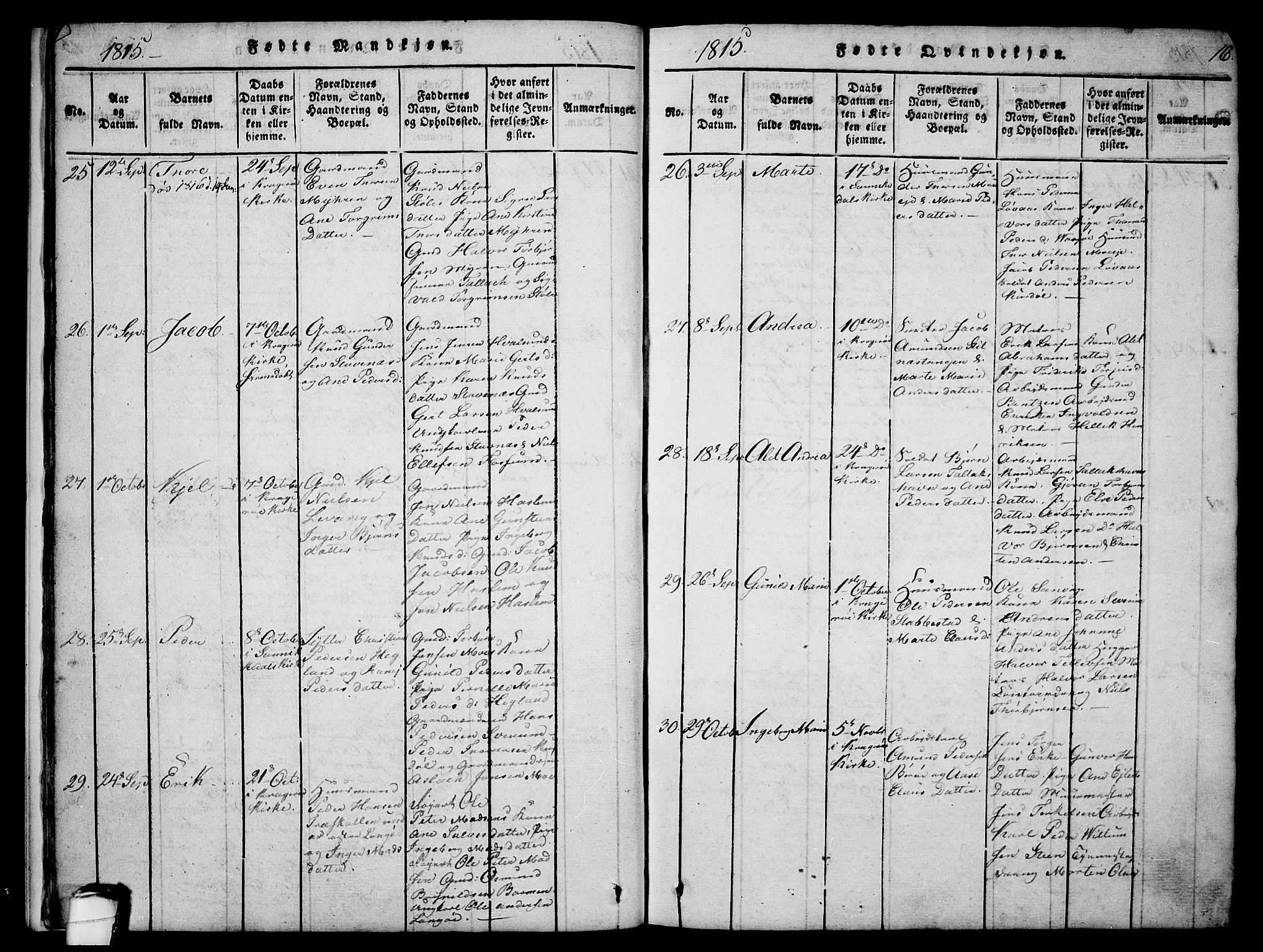 Sannidal kirkebøker, SAKO/A-296/F/Fa/L0004: Parish register (official) no. 4, 1814-1829, p. 16