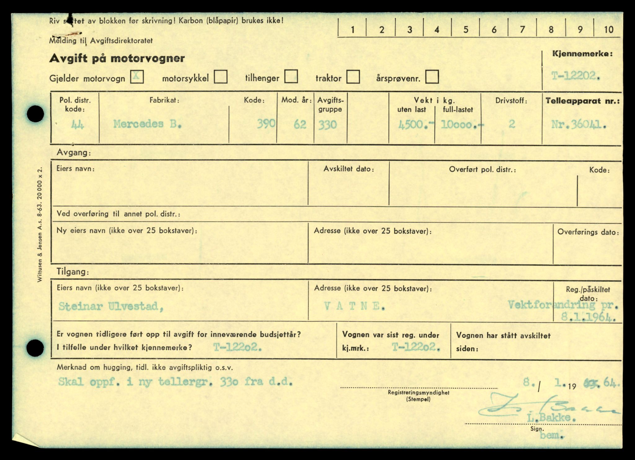 Møre og Romsdal vegkontor - Ålesund trafikkstasjon, AV/SAT-A-4099/F/Fe/L0033: Registreringskort for kjøretøy T 12151 - T 12474, 1927-1998, p. 2045