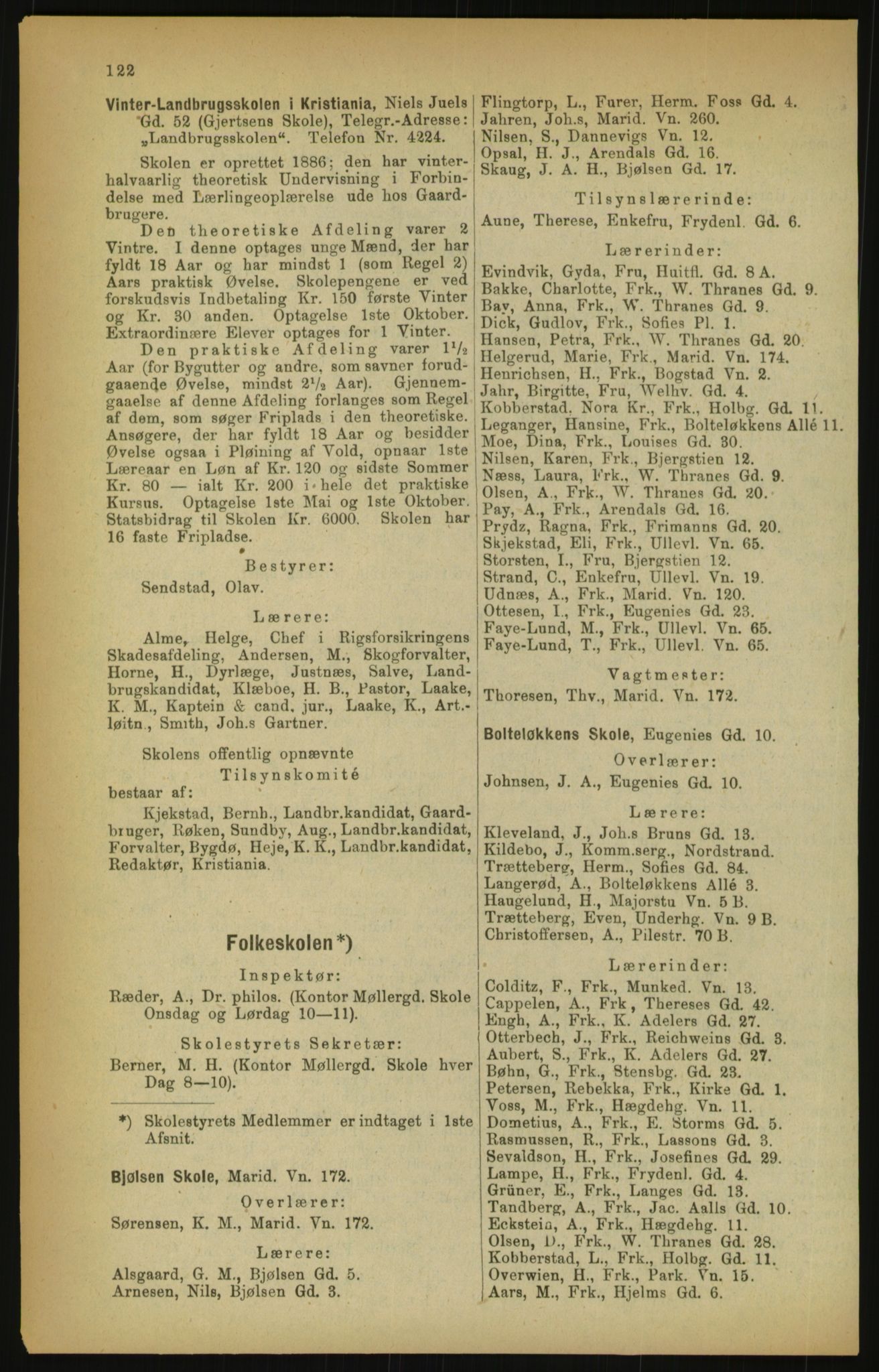 Kristiania/Oslo adressebok, PUBL/-, 1900, p. 122