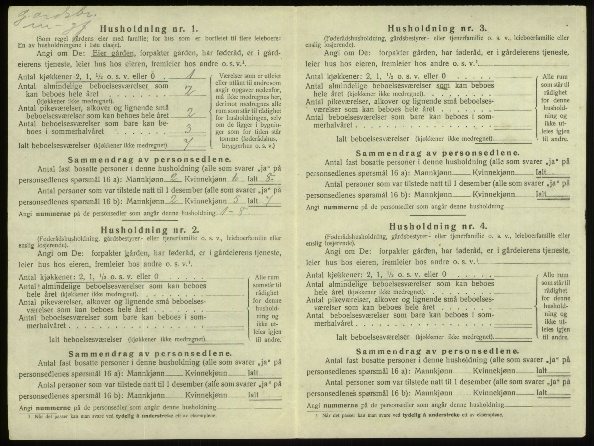 SAB, 1920 census for Gloppen, 1920, p. 394