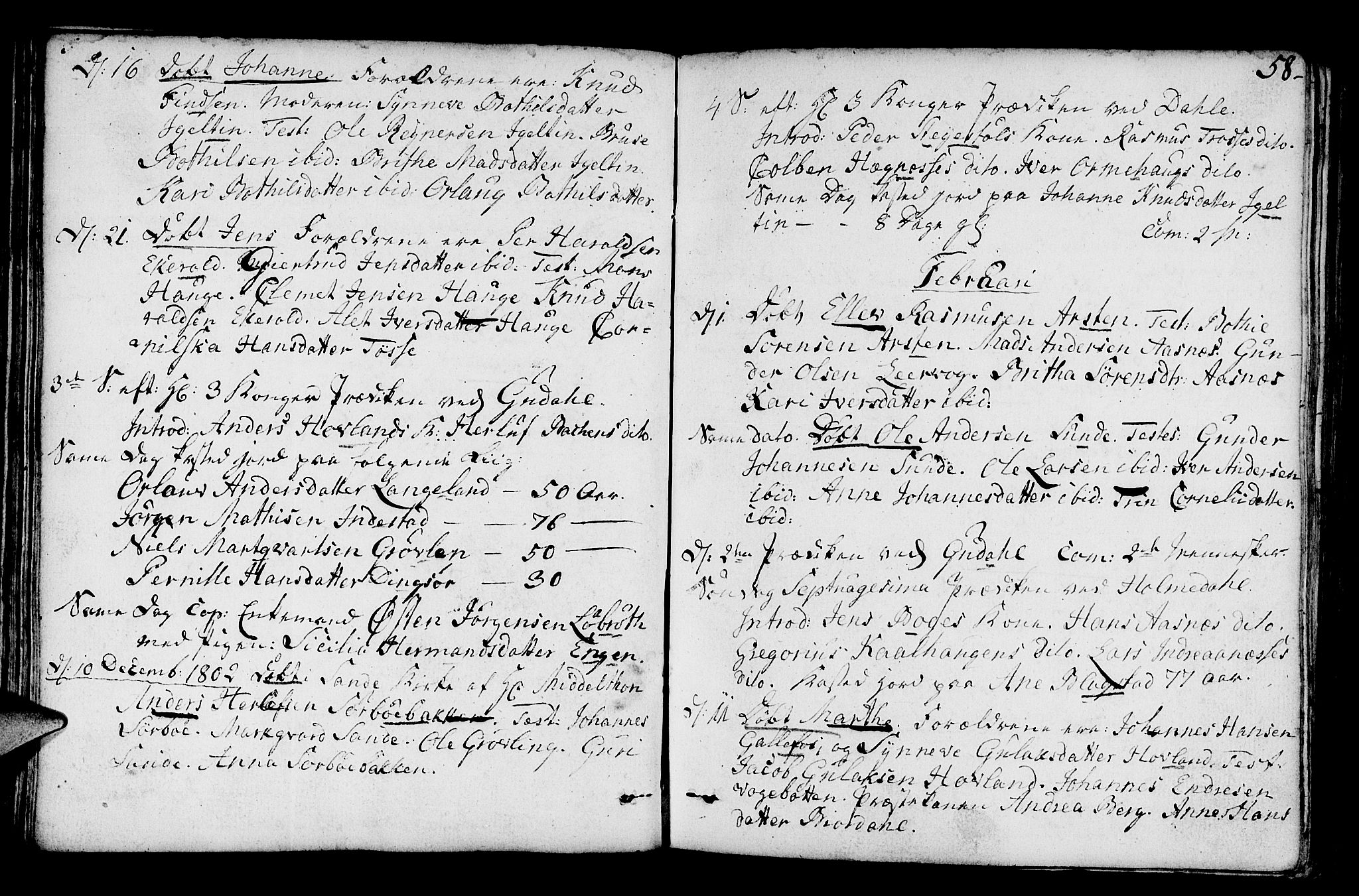 Fjaler sokneprestembete, SAB/A-79801/H/Haa/Haaa/L0003: Parish register (official) no. A 3, 1799-1814, p. 58