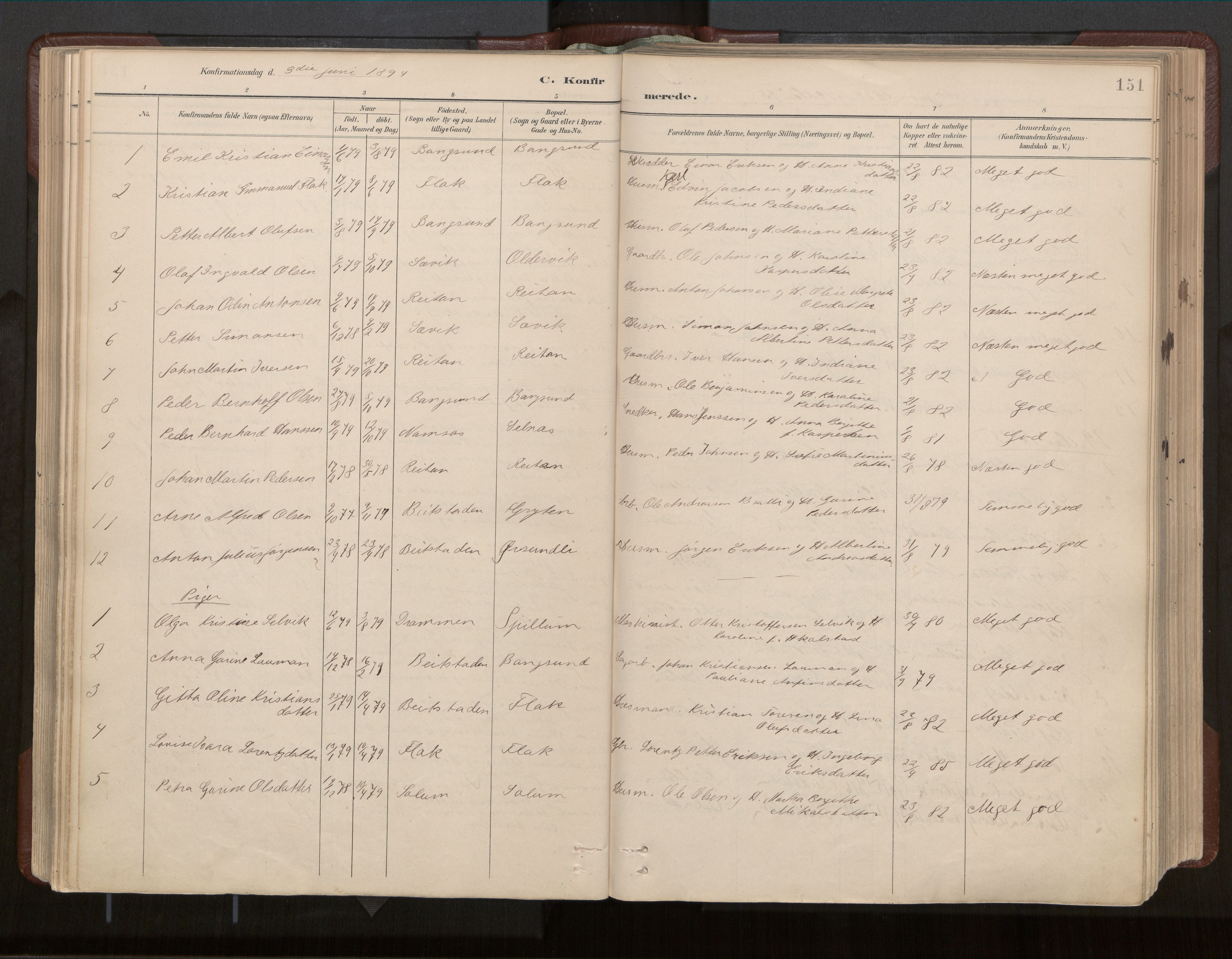 Ministerialprotokoller, klokkerbøker og fødselsregistre - Nord-Trøndelag, SAT/A-1458/770/L0589: Parish register (official) no. 770A03, 1887-1929, p. 151
