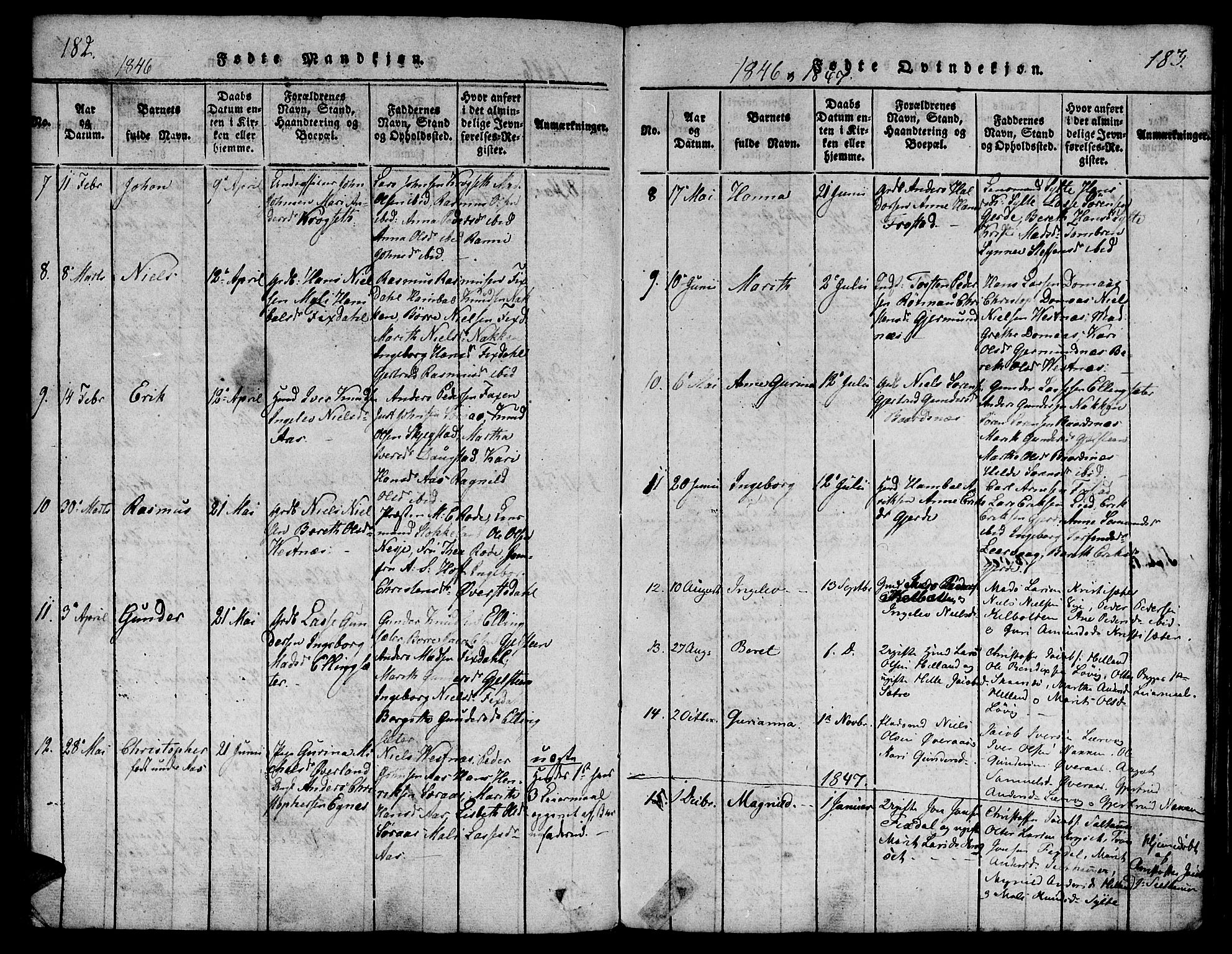 Ministerialprotokoller, klokkerbøker og fødselsregistre - Møre og Romsdal, SAT/A-1454/539/L0528: Parish register (official) no. 539A01, 1818-1847, p. 182-183
