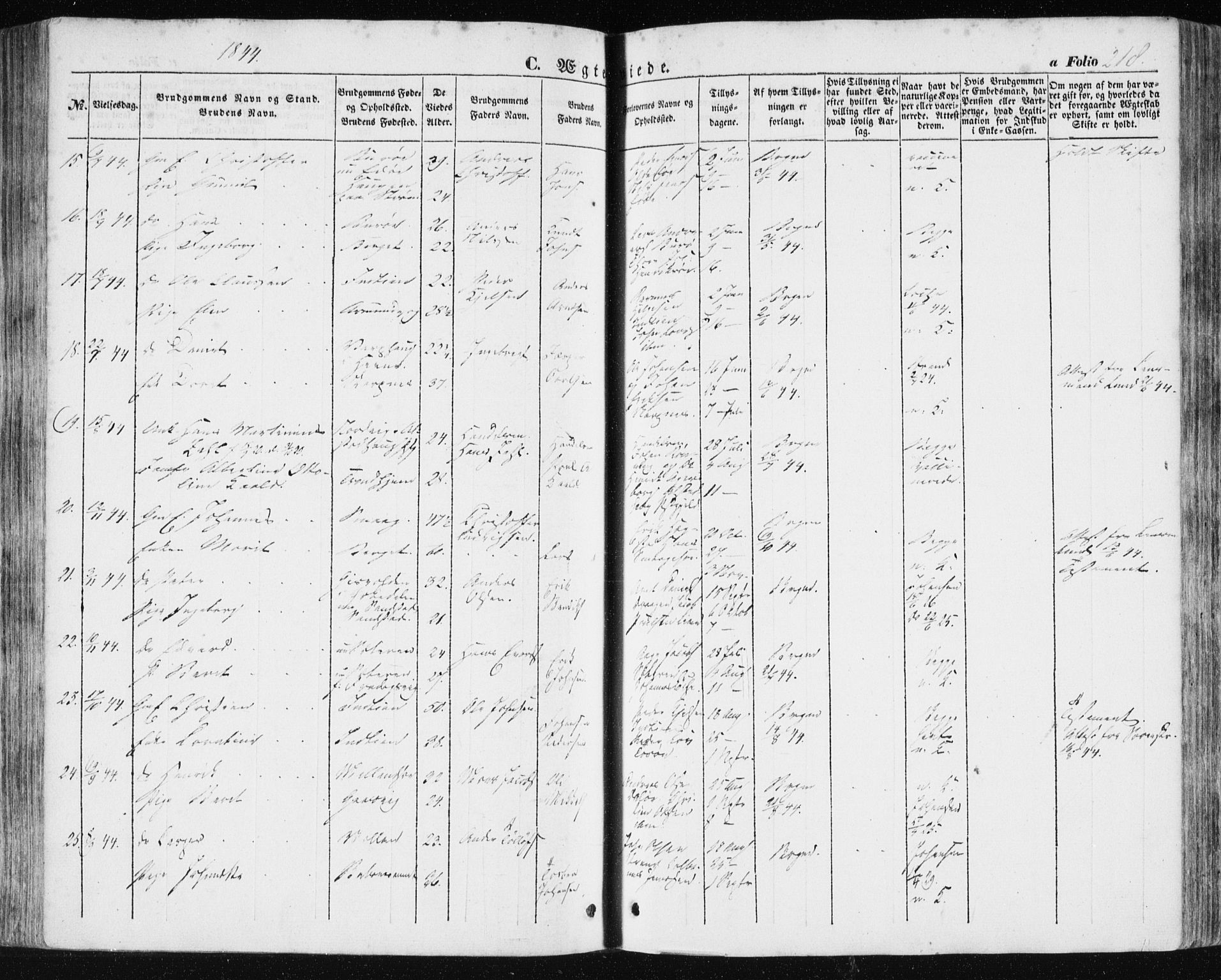 Ministerialprotokoller, klokkerbøker og fødselsregistre - Sør-Trøndelag, AV/SAT-A-1456/634/L0529: Parish register (official) no. 634A05, 1843-1851, p. 218