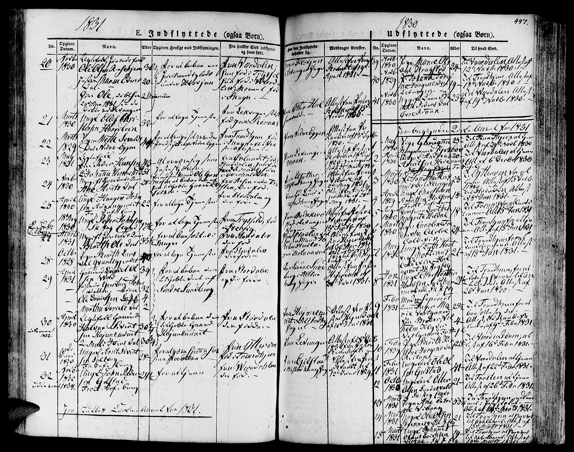 Ministerialprotokoller, klokkerbøker og fødselsregistre - Nord-Trøndelag, SAT/A-1458/717/L0152: Parish register (official) no. 717A05 /1, 1825-1836, p. 447