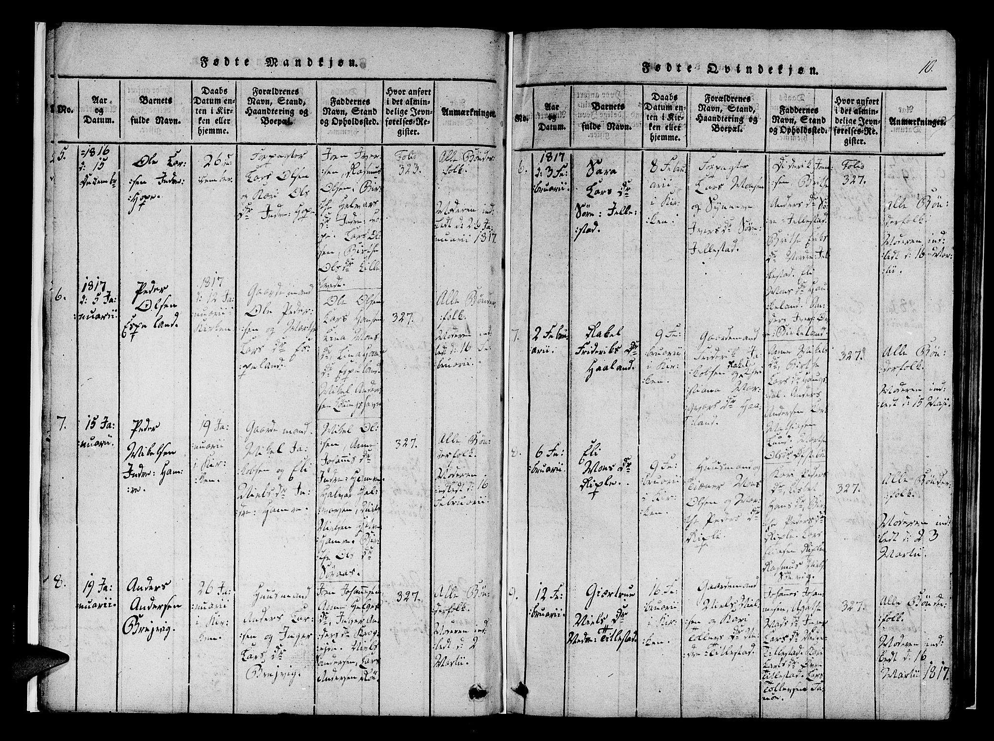 Fana Sokneprestembete, AV/SAB-A-75101/H/Haa/Haaa/L0007: Parish register (official) no. A 7, 1816-1828, p. 10