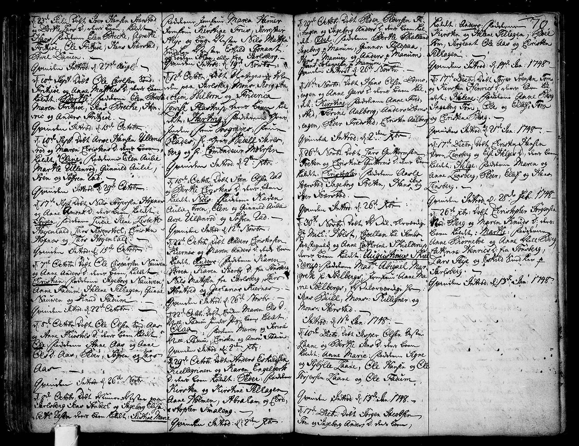 Sem kirkebøker, AV/SAKO-A-5/F/Fa/L0001: Parish register (official) no. I 1, 1702-1763, p. 70