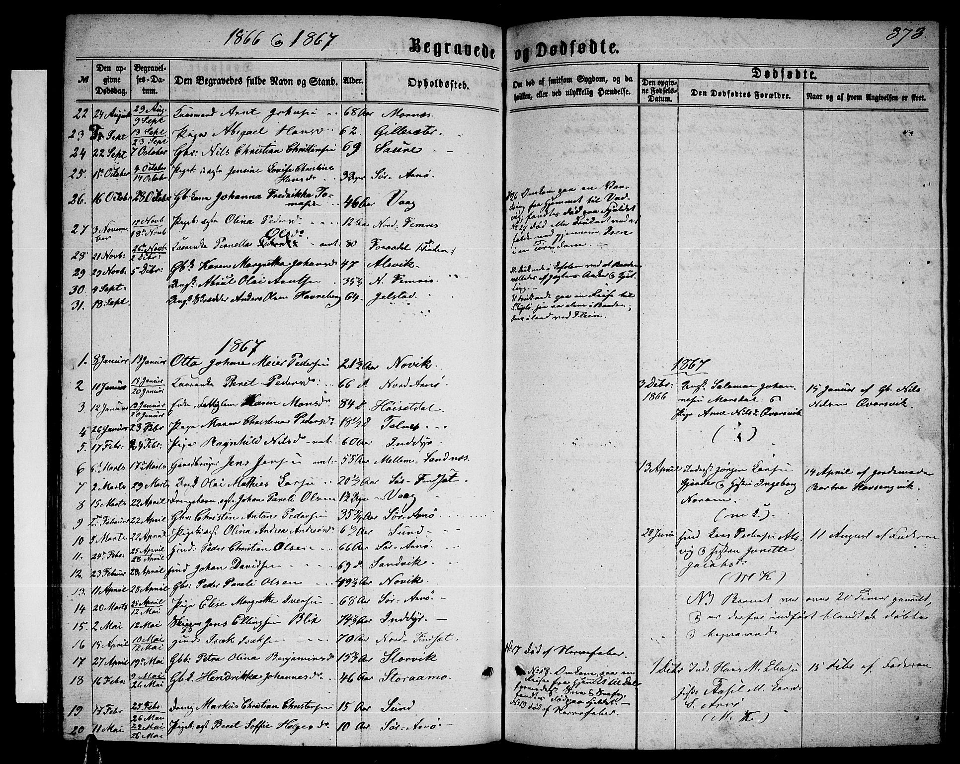 Ministerialprotokoller, klokkerbøker og fødselsregistre - Nordland, AV/SAT-A-1459/805/L0107: Parish register (copy) no. 805C03, 1862-1885, p. 373