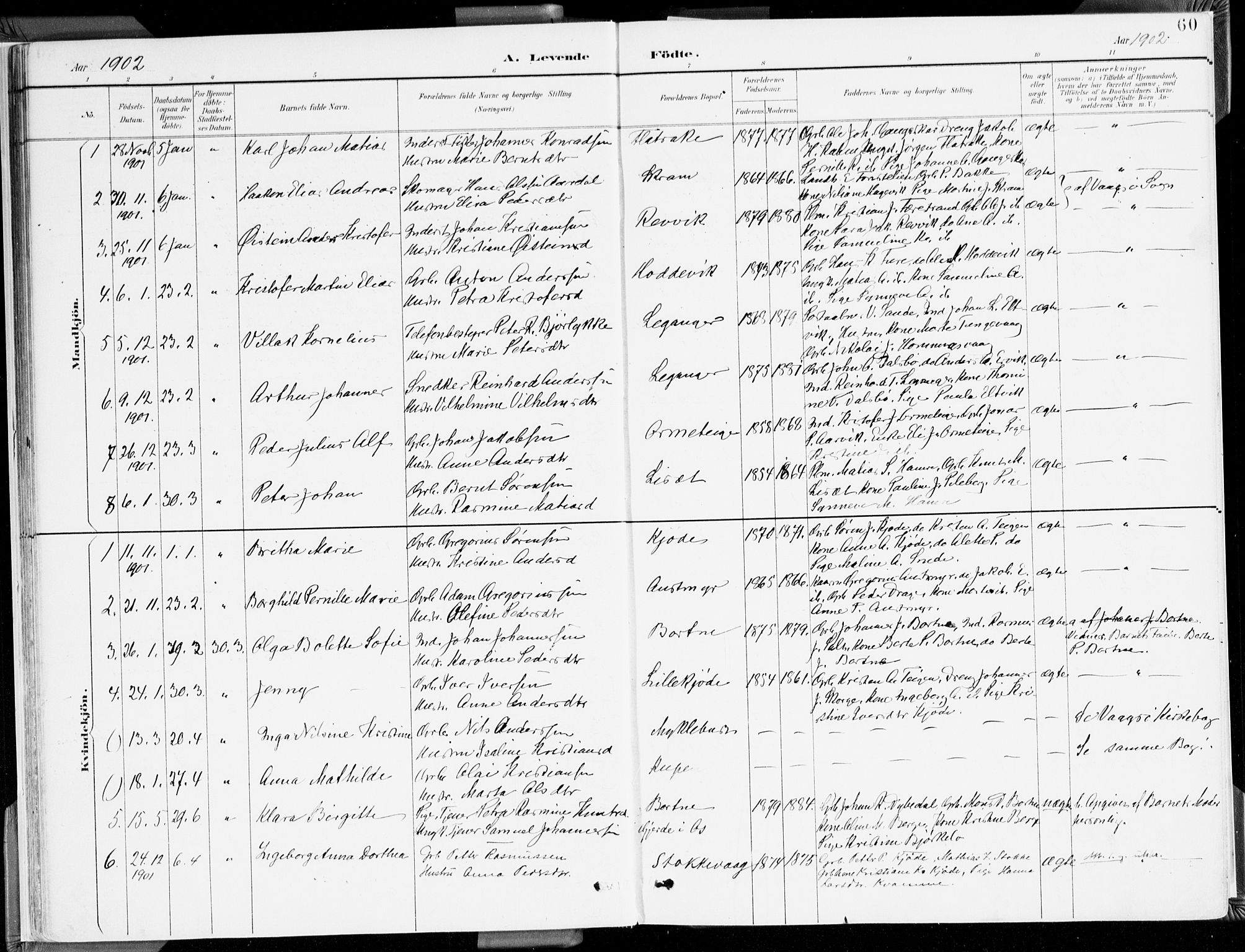 Selje sokneprestembete, SAB/A-99938/H/Ha/Haa/Haab: Parish register (official) no. B 2, 1891-1907, p. 60